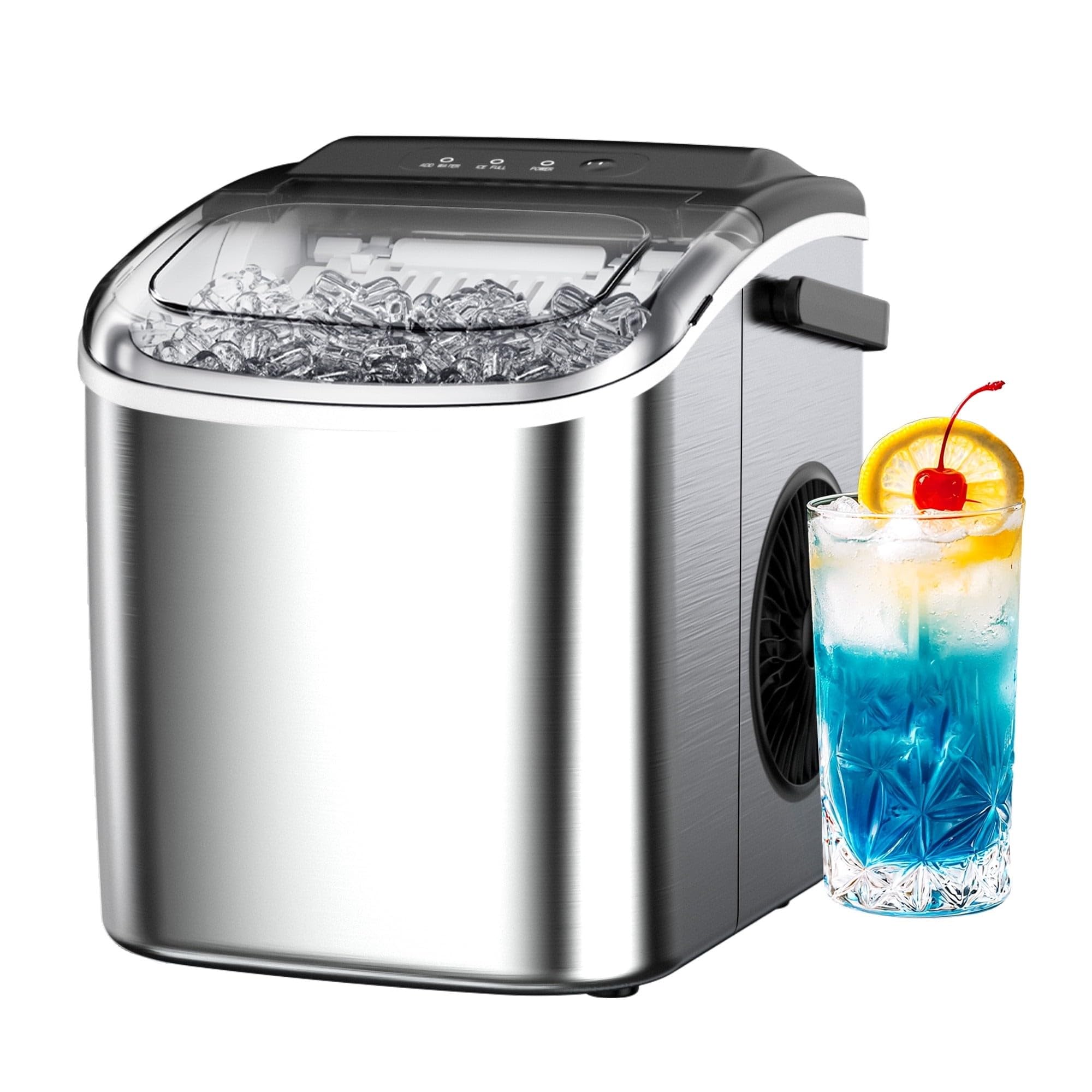 22 lbs/24H Countertop Ice Maker Machine,One-Button Operation,9 Bullet-Shaped Ice in 6 Min, Auto-Cleaning