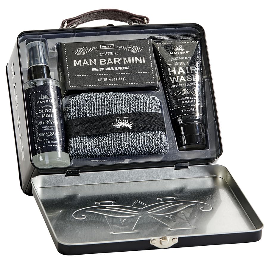 San Francisco Soap Company Man Bar Travel Set - Midnight Amber | Created with the Man in Mind | No Harmful Chemicals - Good for All Skin Types - Made in the USA |