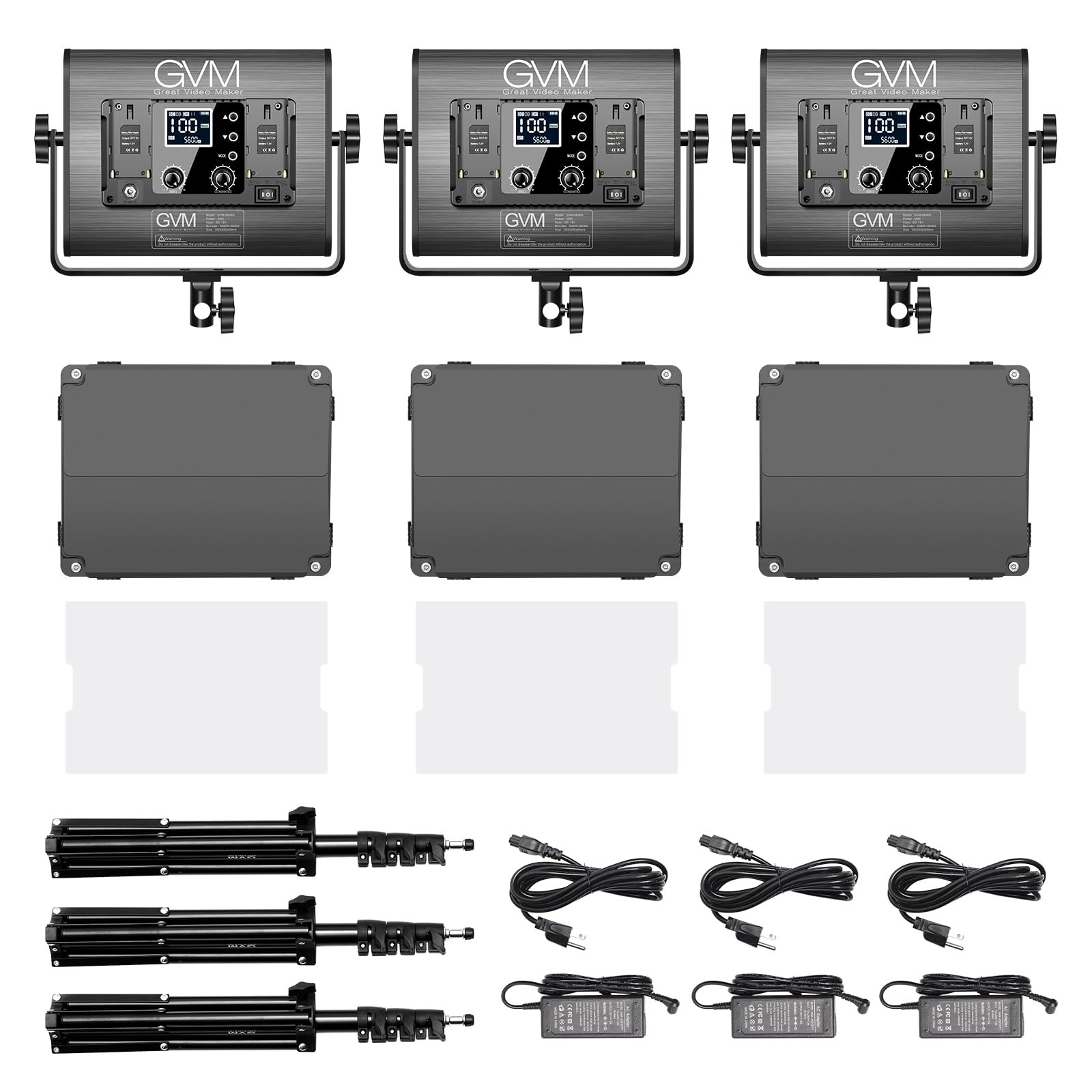 GVM - Kit de luz LED RGB para Video, iluminación de fotografía Regulable con Control de aplicación, 680RS 50W, Paquete de 3 Paneles de luz LED para Estudio de Youtube, grabación de Video, Juegos,