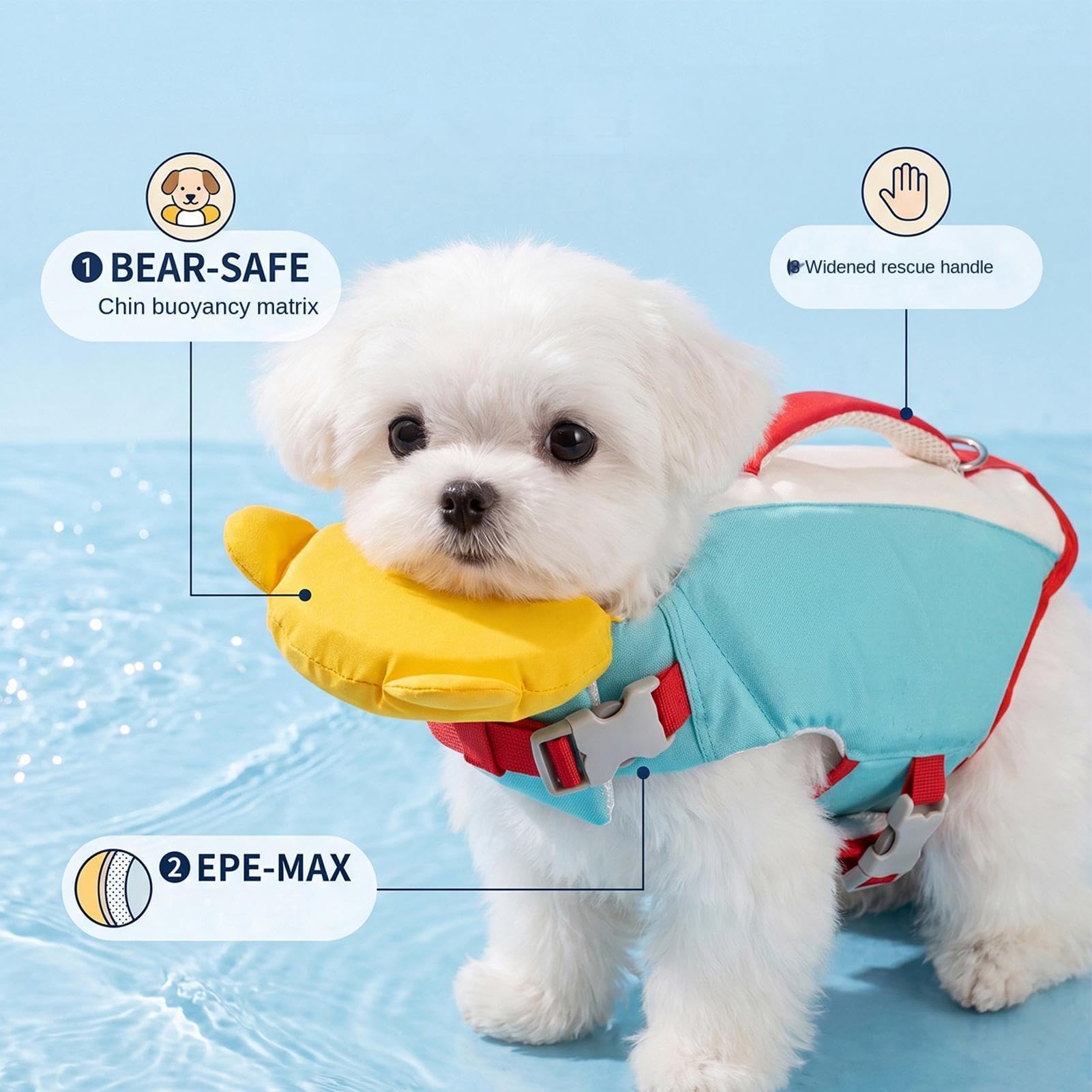 Chaleco salvavidas para perros de alta flotabilidad transpirable para