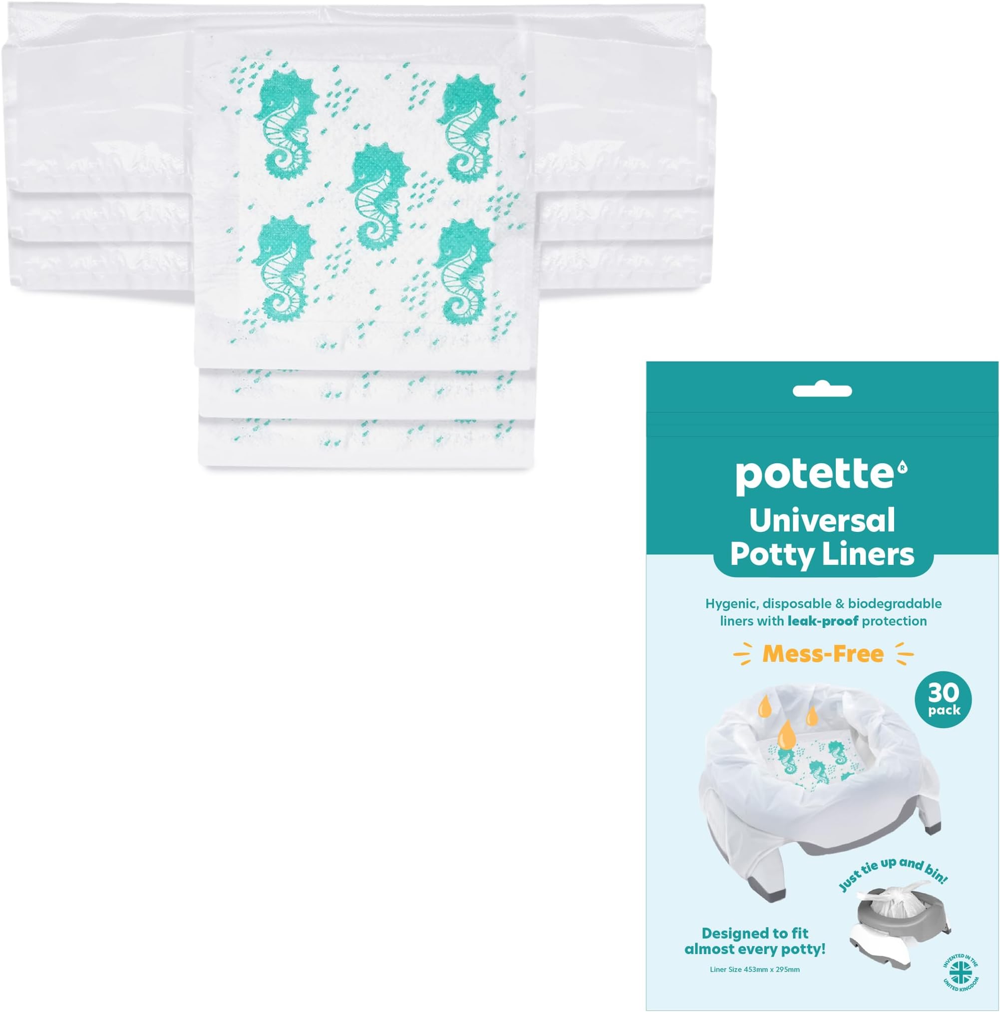 Potette Plus Disposable Liners | Super Absorbent, Biodegradable and Lightly Fragranced Potty Bags | Pack of 30
