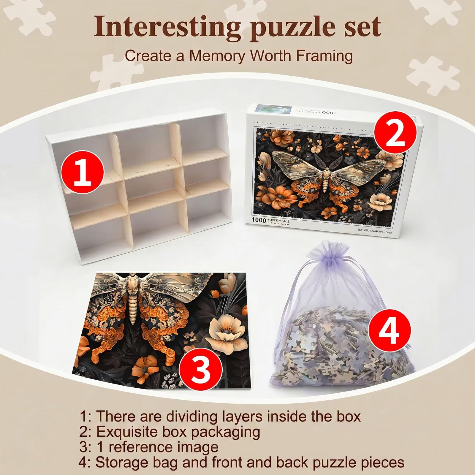 fiore animale Puzzle 3000 Pezzi per Adulti, Puzzle in Legno - Collezione Classica con Poster Incluso - Sfida di Concentrazione e Passatempo Antistress, Gioco Educativo per Famiglia, 122 x 81 cm f0-348