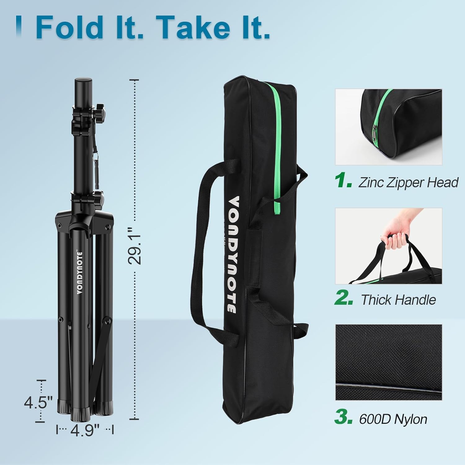 Pair of Tripod Speaker Stands Adjustable Height 33.5"- 53.5" Slim Mini Speaker Stand PA DJ Short Speaker Stand with Carry Bags - Image 5