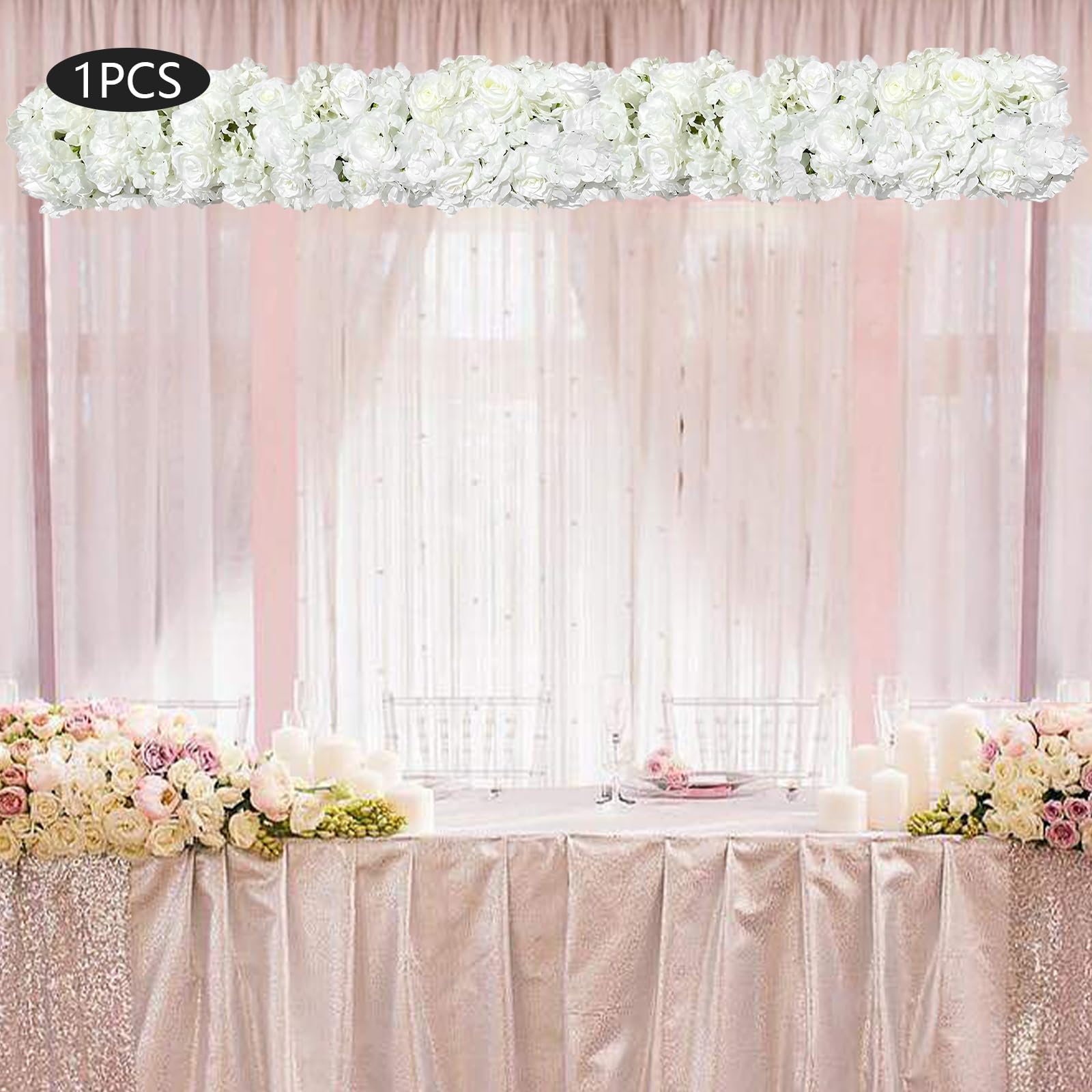 Reinem Weiß edel Kunstblumen Mittelstücke Künstliche Seidenblumen Reihe Romantische Rose Panel Hochzeitsbogen Blumen Deko DIY Hochzeitsfeier Dahlie (Glück) Rose (Liebe) Hortensie (Hoffnung)