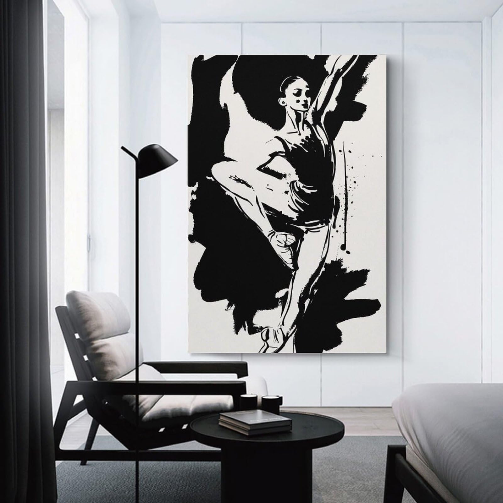 Junmoney Black And White Ballerina Room Decor Wall Art, 20x30inch(50x75cm), for Entrance Spaces, Stair Walls Or Halls, A Stylish Accent for Home Entrances