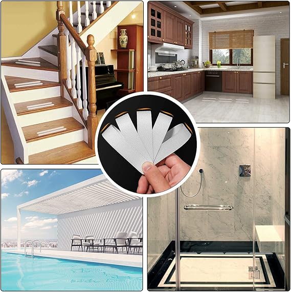 Anti Non Slip Bathtub Shower Stickers, Safety Bathtub Non Slip Stickers, Anti Skid Treads Tape for Shower,Tub,Steps, Floor-Strength Adhesive Grip Appliques for Baby,Senior,Adult 8 * 0.8In 24 pcs