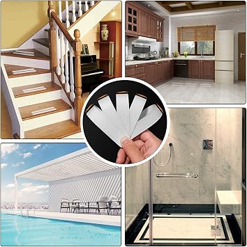 Anti Non Slip Bathtub Shower Stickers, Safety Bathtub Non Slip Stickers, Anti Skid Treads Tape for Shower,Tub,Steps, Floor-Strength Adhesive Grip Appliques for Baby,Senior,Adult 8 * 0.8In 24 pcs