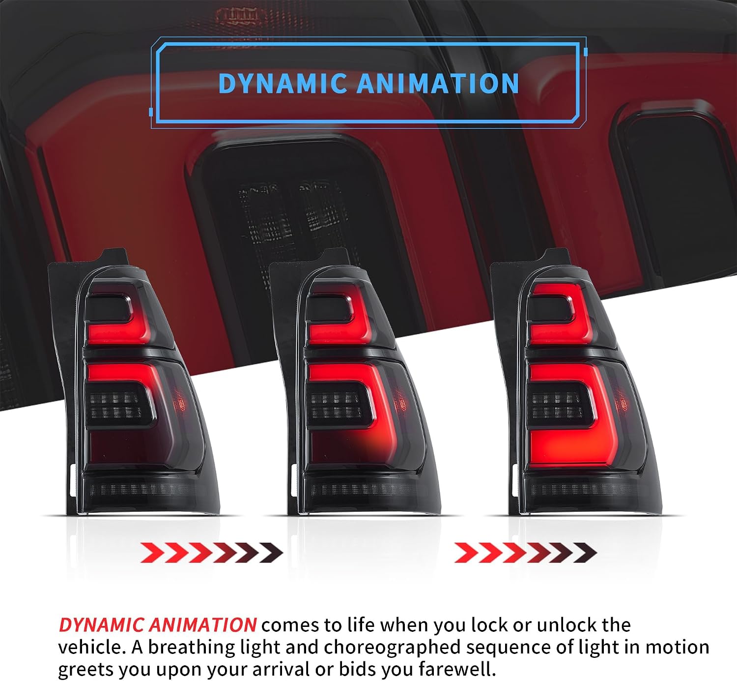 VLAND LED Tail Lights Compatible with 4Runner 2003-2009 4th Generation N210 Pickup Truck w/Amber Switchback w/Breathing Lighting Smoke Lens Sold as Pairs