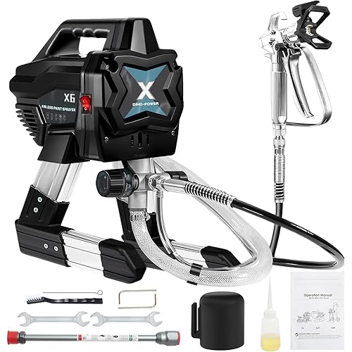 2900PSI Airless Paint Sprayer, 650W 7/8HP High Efficiency Airless Sprayer,0.24GPM Electric Paint Sprayer with Rod & Kits, Indoor/Outdoor DIY to Industrial Spraying (Black)