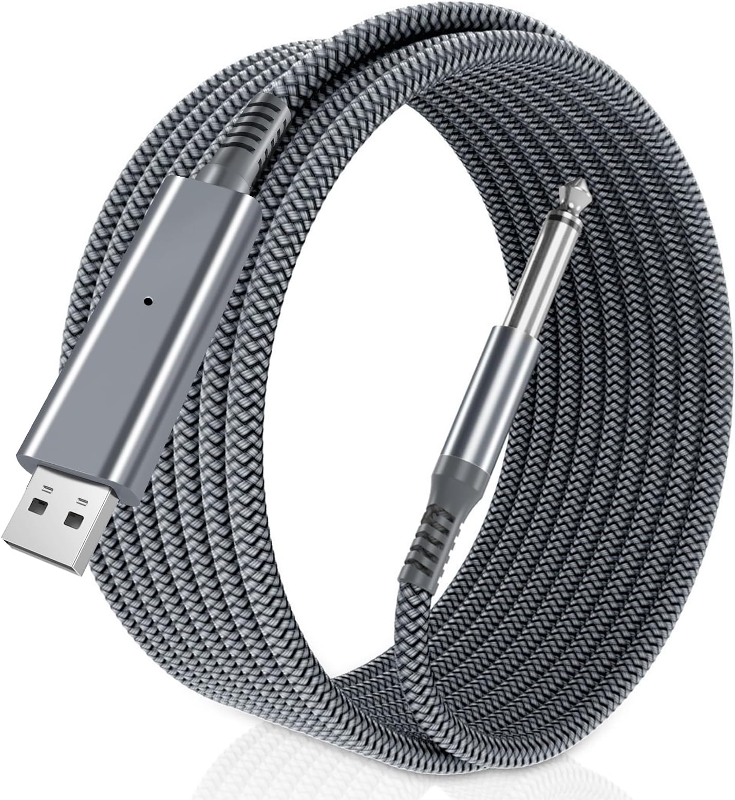 ElebaseUSB Guitar Cable 10FT,1/4 Inch TS Instrument Cord,USB A to 6.35mm Male Jack Stereo Audio Interconnect Wire Line for Electric Guitar,Bass,Keyboard,Mixer,Amplifier,Amp,Speaker,Equalizer,10 Feet