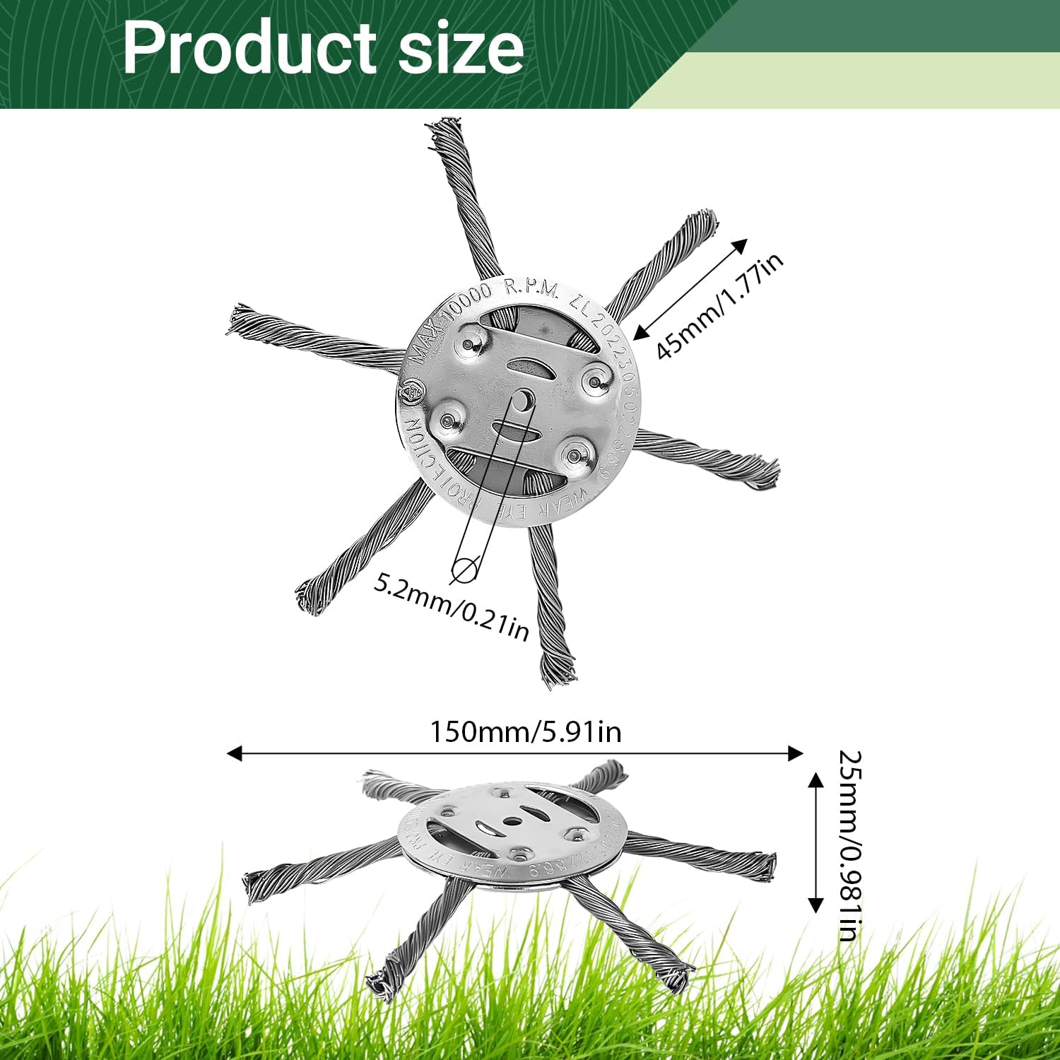 6 Inches Steel Wire Grass Trimmer Head, 2025 New Wire Trimmer Head Replacement for Electric Battery Powered Cordless String Trimmer, Weed Eater, Metal Weed Eater Blade, Bore 0.2 Inch (1, 6 Blade) - Image 3