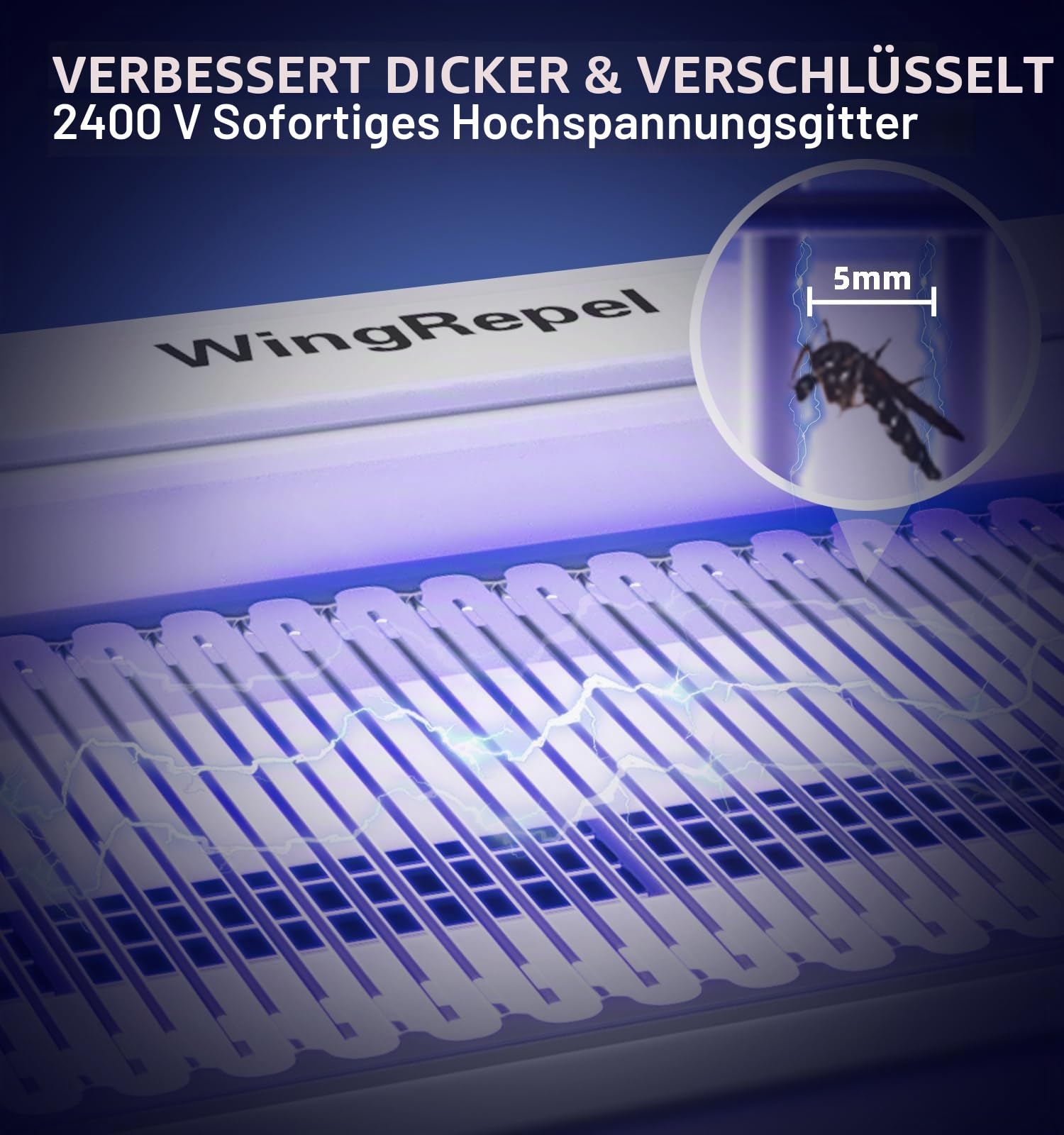 UV Fliegenvernichter Elektrisch Innen, Fliegenfalle Elektrisch Insektenvernichter mit UV Lampe 20W, 2400V Leistungsstark Hängende Fliegenfalle Fliegenfänger