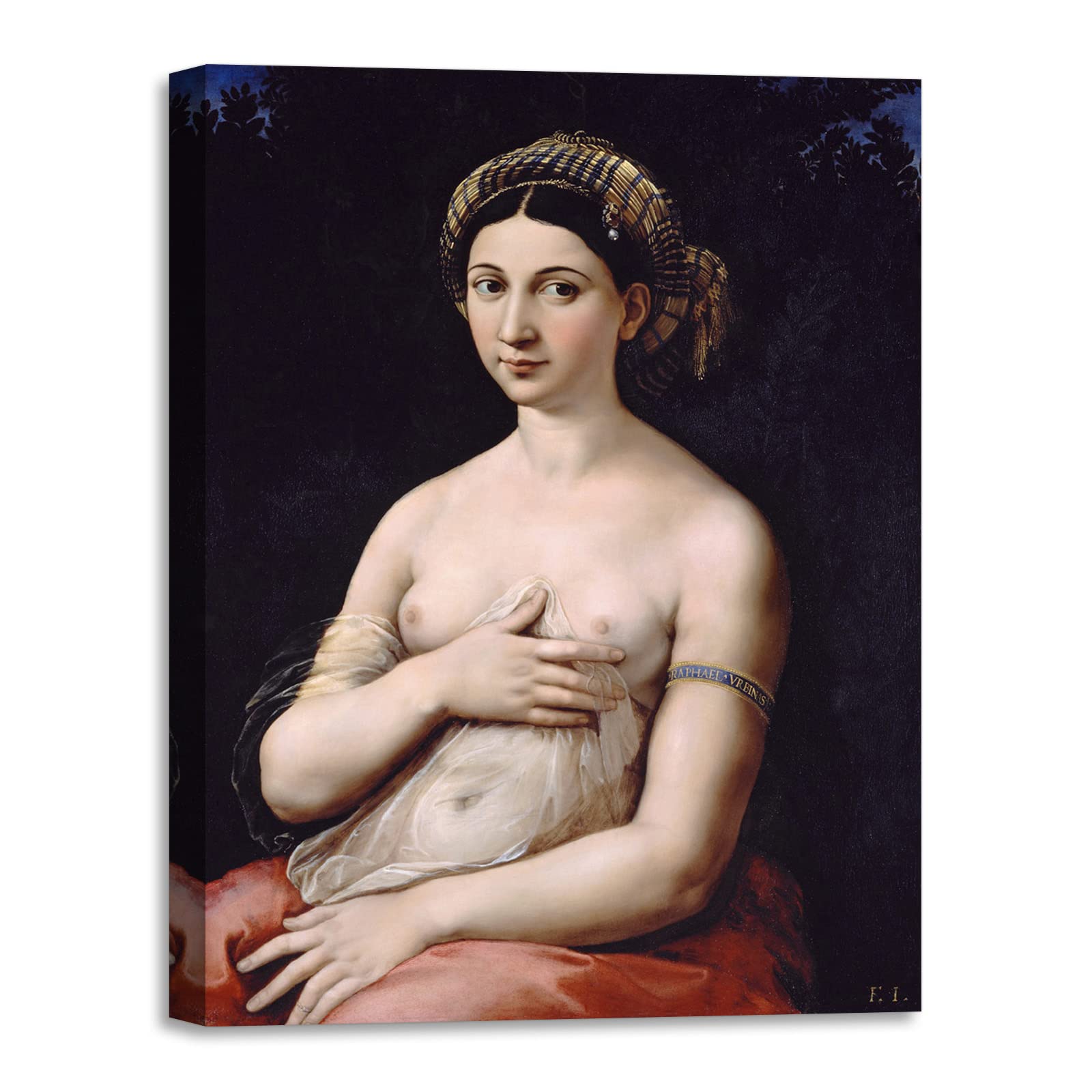 LuxHomeDecor Raffaello Sanzio - La Fornarina Quadro Stampa su Tela con Telaio in Legno misura 100x75 cm