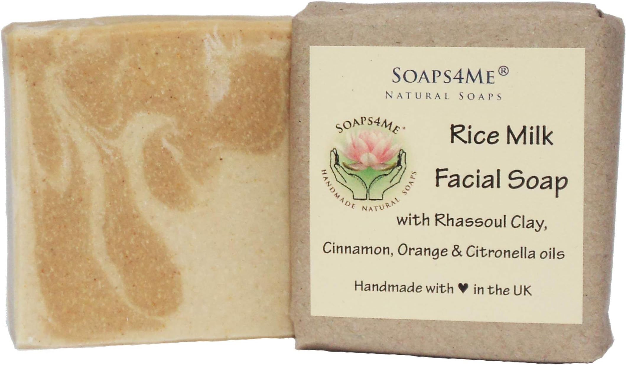 Rice Milk Facial Natural Soap | Handmade | Rhassoul Clay | Shea Butter | Cinnamon, Orange and Citronella Essential Oils