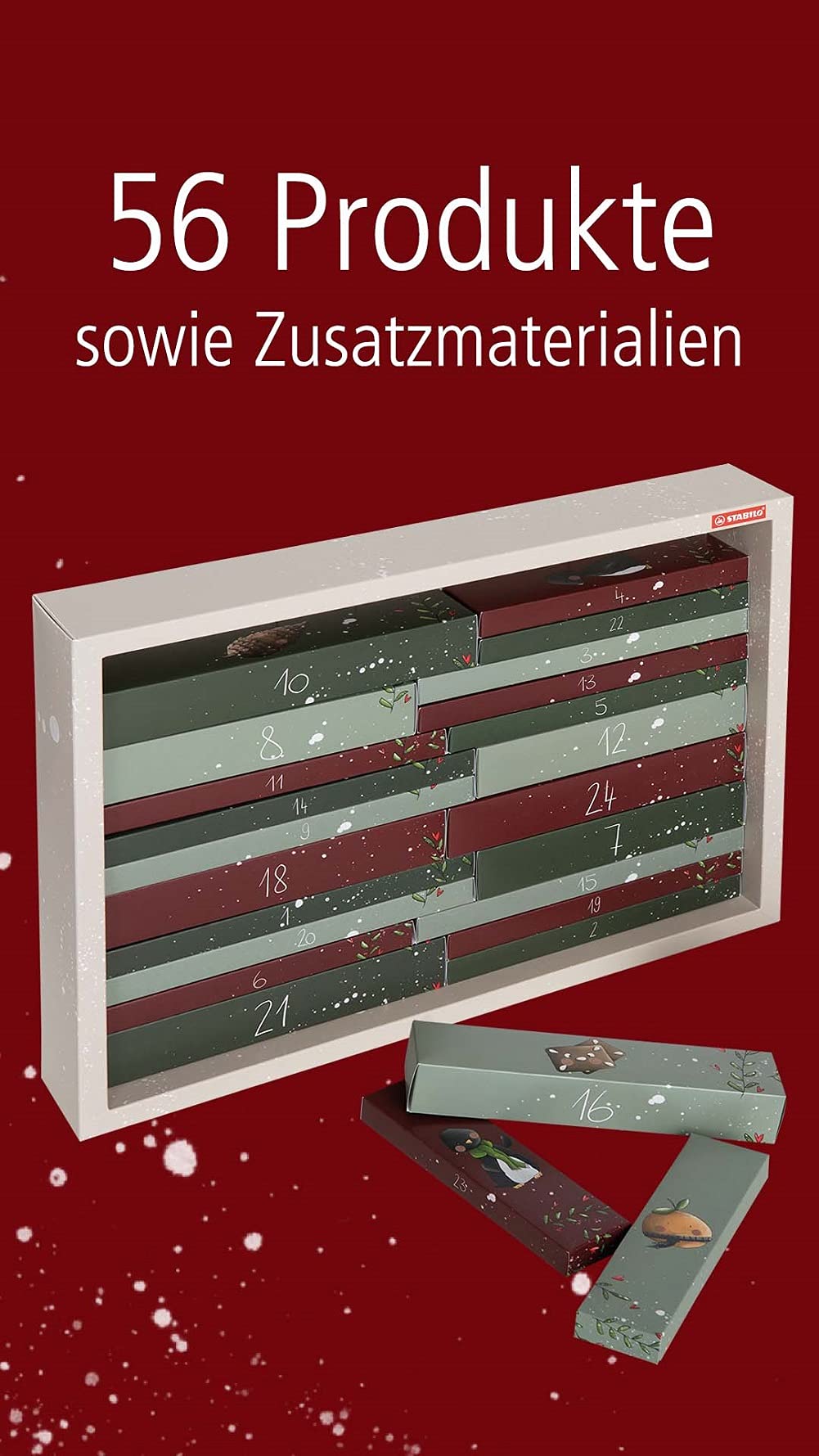 STABILO Adventskalender 2022 - Tierisch kreativer Familienkalender - mit über 50 STABILO Produkten