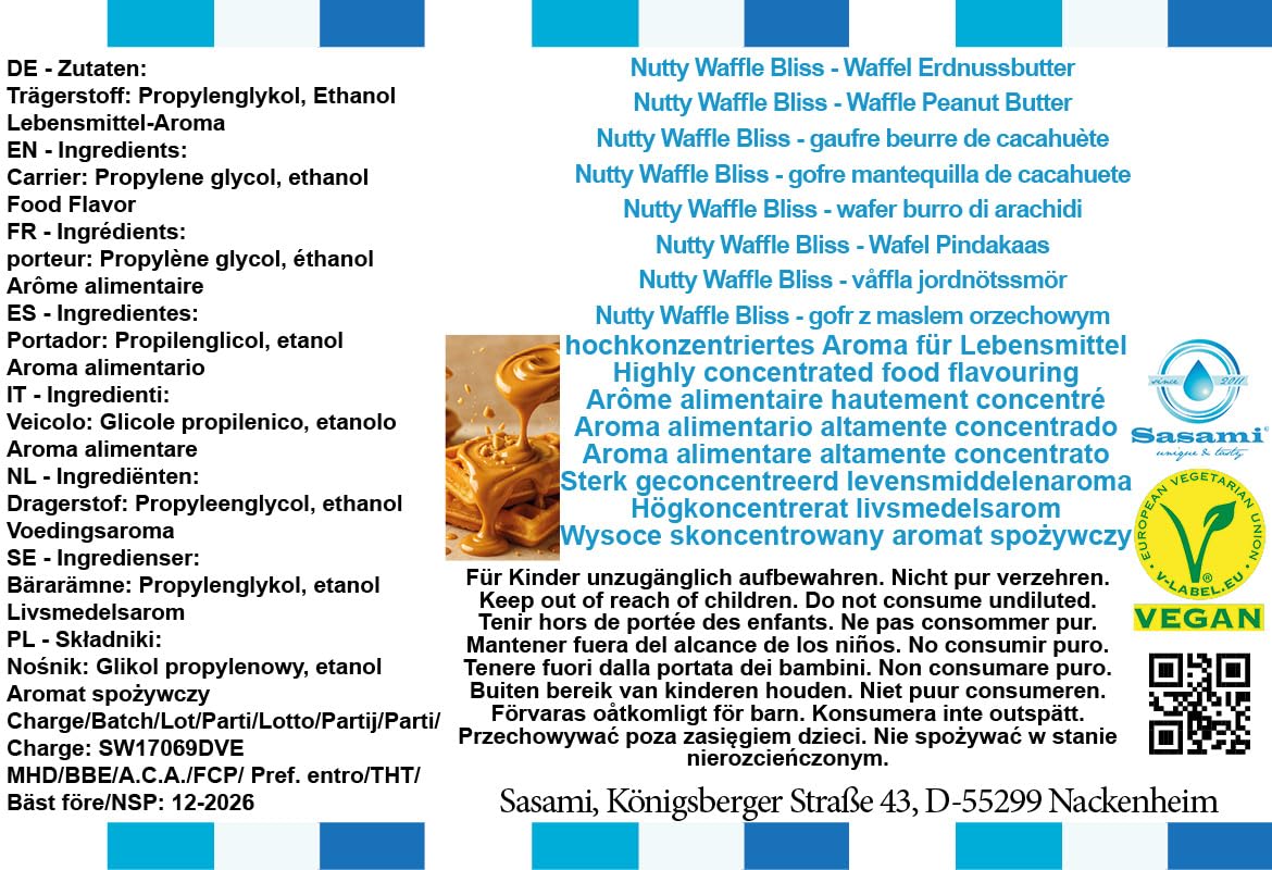 Nutty Waffle Bliss - gaufre beurre de cacahuète arôme concentré - Vegan - Sasami - 100 ml