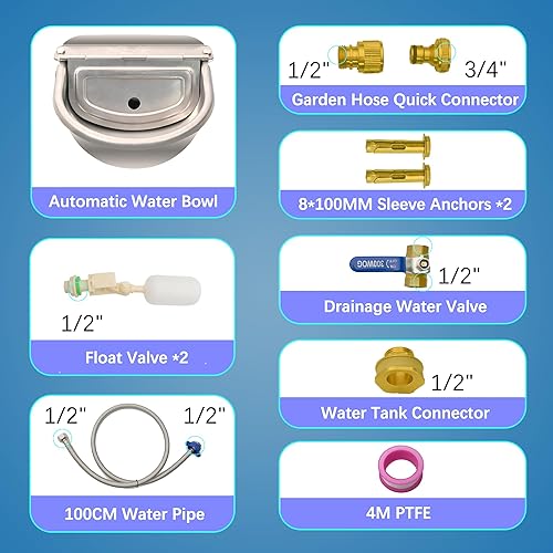 Miniatura 8 de Dispensador automático de agua para perros, bebedero para pollo al aire libre con válvula de drenaje, fácil limpieza, cuenco de agua de acero