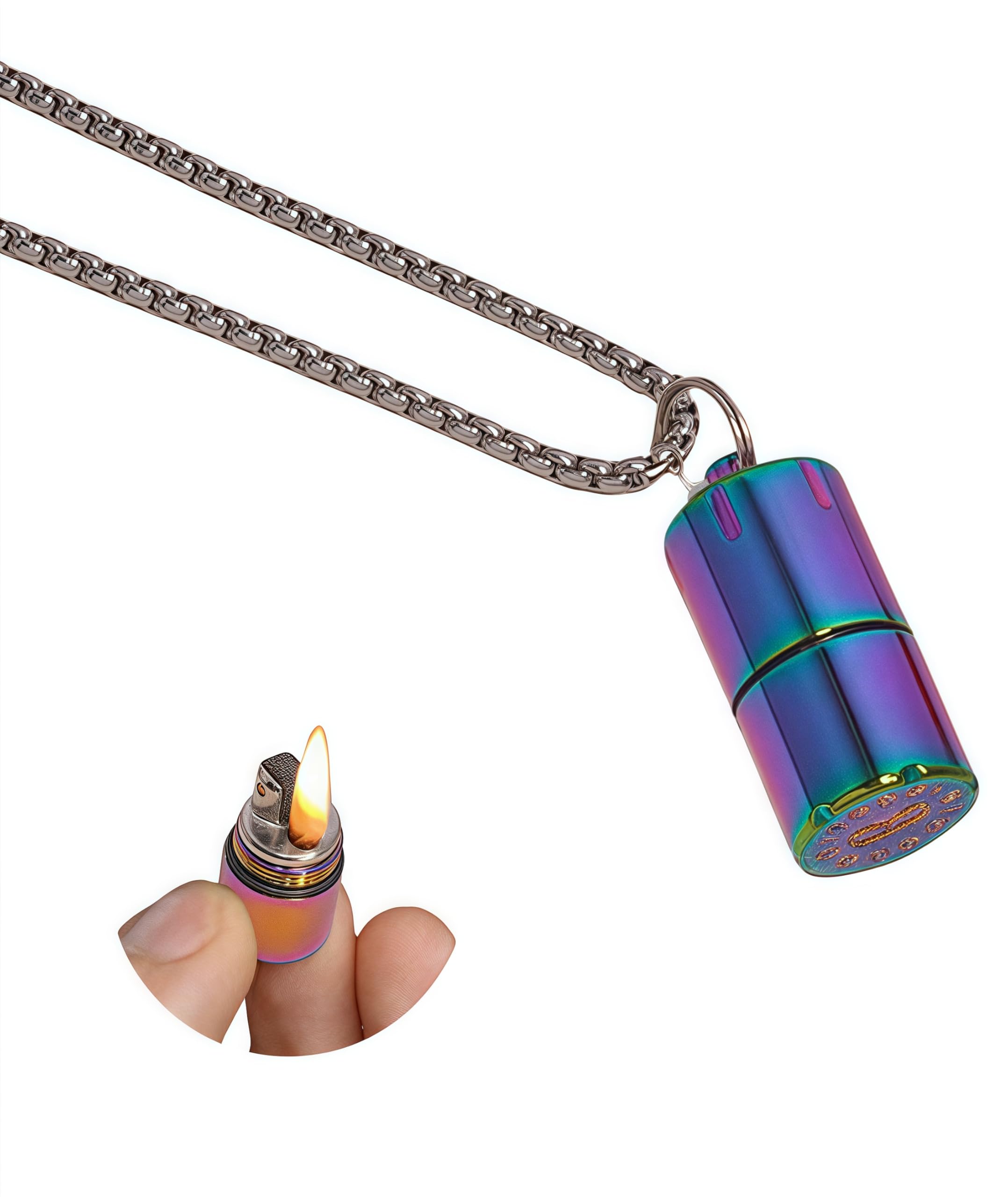 Vintage Trench Lighter Cool Lighters Flint Wheel Lighter Fluid Refillable Kerosene for Men Dad (Rainbow)