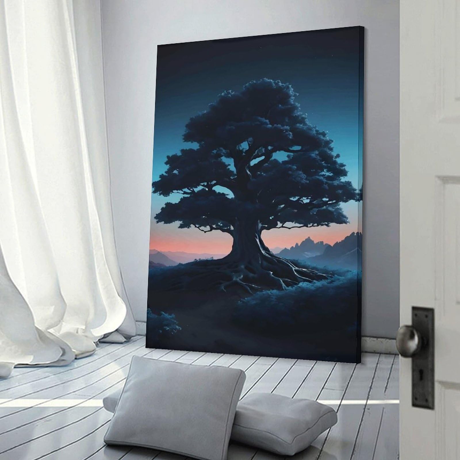 Junmoney Majestic Tree at Dusk Decorative Wall Artwork, 08x12inch(20x30cm), for New Homes, Bedrooms Or Workspaces, Gift Idea for Housewarming And Birthdays