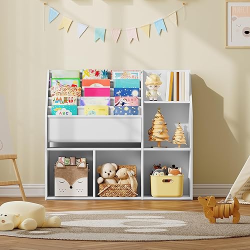 Miniatura 7 de Estantería infantil con organizador de juguetes, estante para libros para habitación de niños, estantería de 5 niveles, almacenamiento de juguetes y
