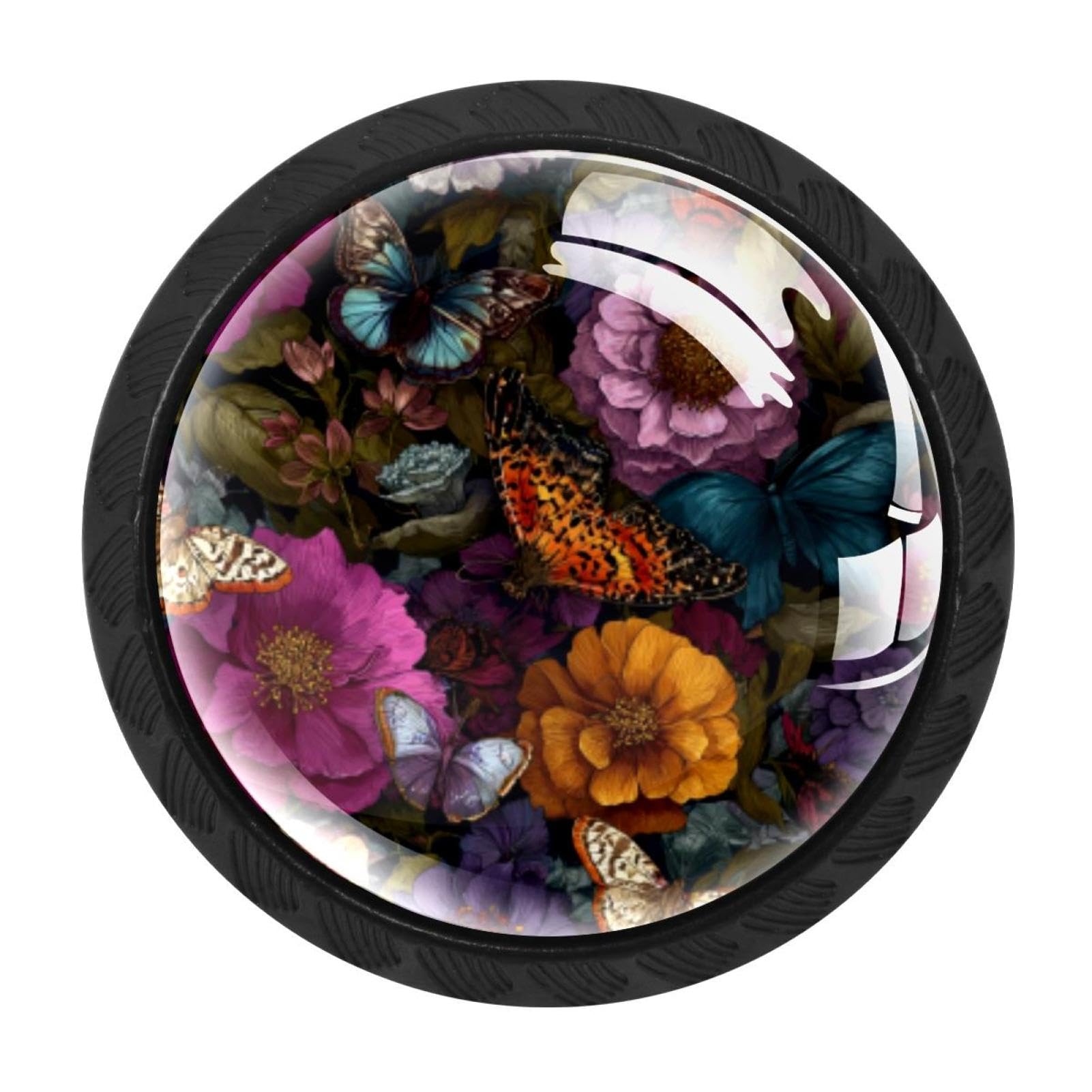 Chenzzzz Multicolored 03 Butterfly Flower (2) Drawer Knobs 4 Pack Crystal Dresser Knobs 35Mm Glass Cabinet Knobs For Home Office Bathroom