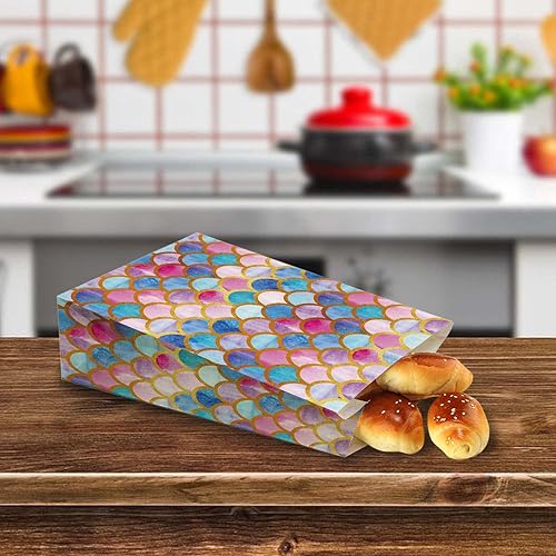 Miniatura 4 de GELYIJIX Pequeñas bolsas de regalo de papel, bonitas bolsas de regalo a granel para mujeres, hombres, fiestas, vacaciones, escamas de sirena