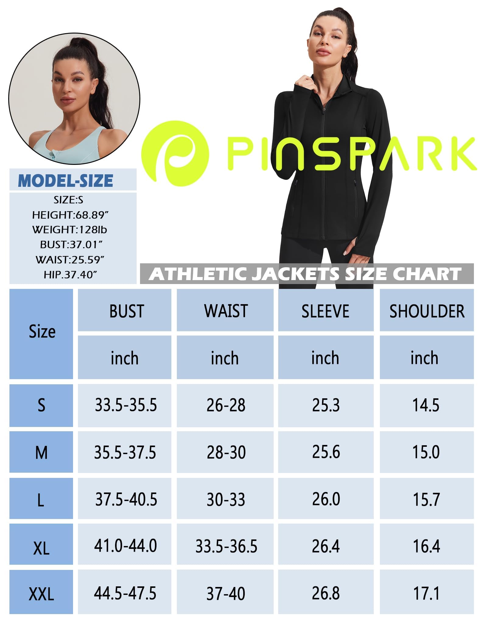 PINSPARK Chaqueta De Running Para Mujer Chaqueta Deportiva De Manga Larga Chaqueta De Entrenamiento Transpirable Chaqueta Ligera Con Cremallera
