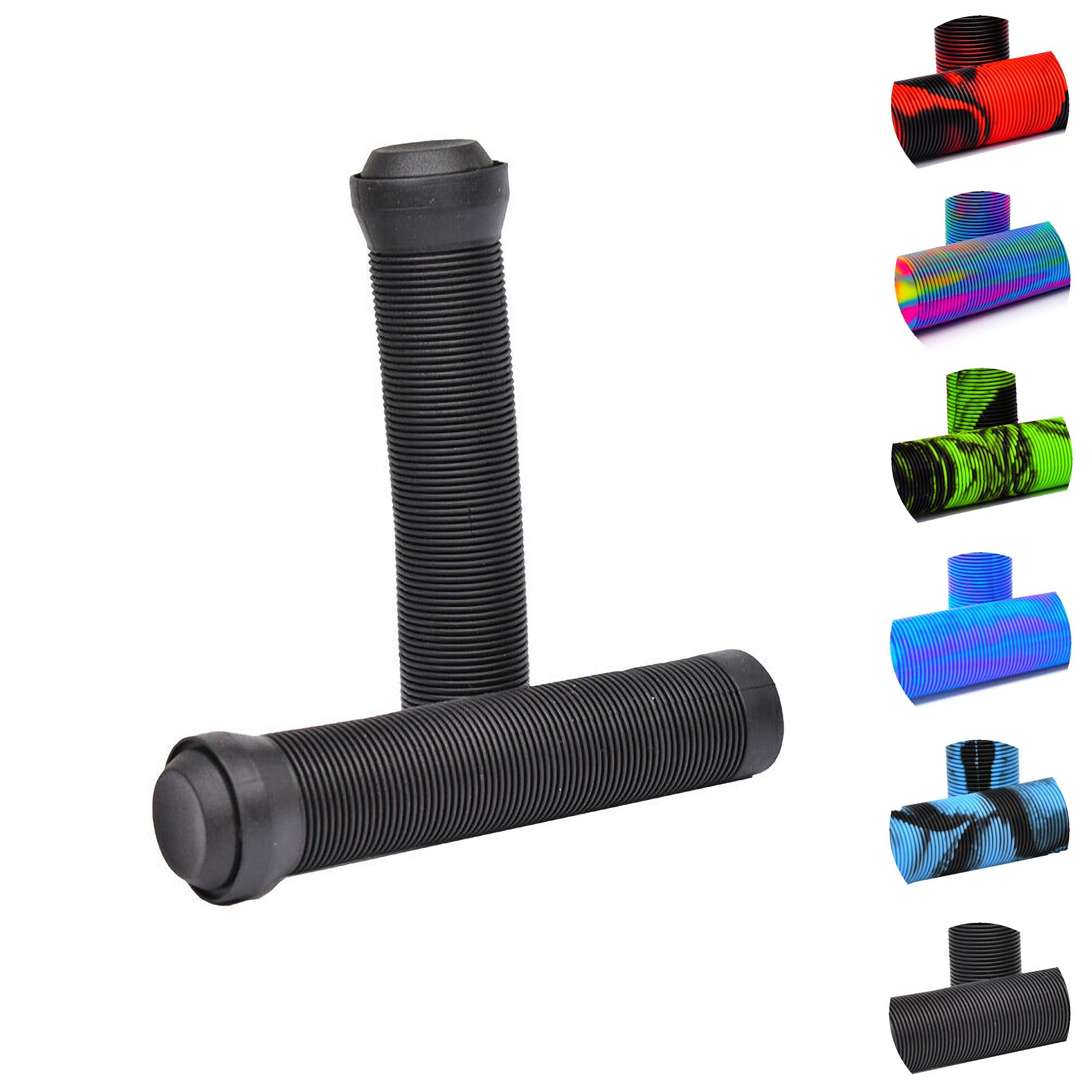 Empuñaduras de manillar sin bridas de goma suave de PU mixta de Team Dogz para patinetes, bicicletas, MTB, BMX Inc tapones. Para barras estándar y de gran tamaño
