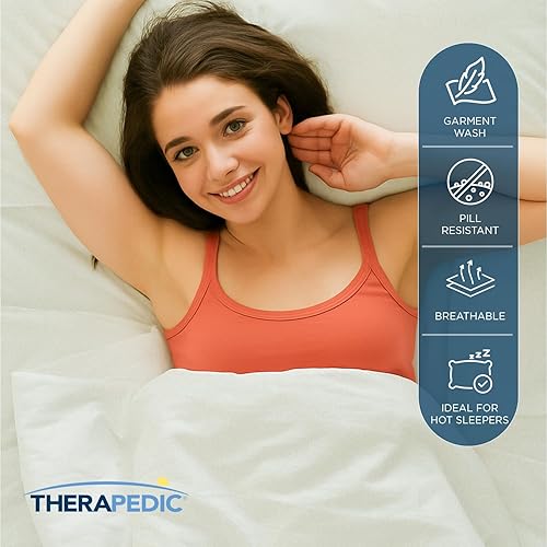 Miniatura 3 de Therapedic Juego de sábanas de 6 piezas King 100% algodón egipcio Satén naturalmente refrescante y transpirable, lavado preencogido, sábana bajera