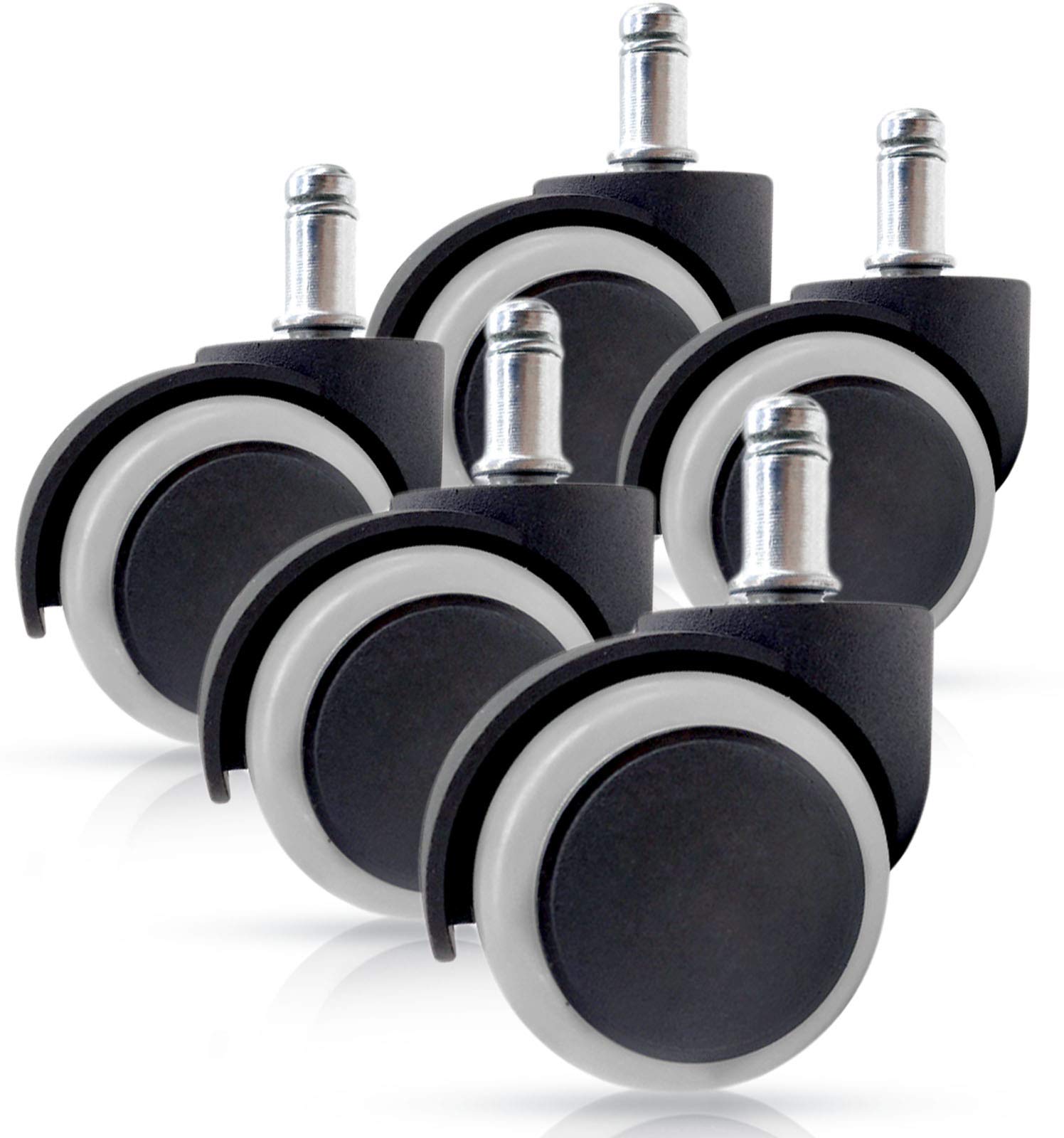 Gresunny5pcs Office Chair Casters Wheels Replacement Castors Wheels Universal Swivel Chair Wheels Heavy Duty Rubber Office Chair Castors for Carpet Hardwood Floors Laminate Tile 11X22mm