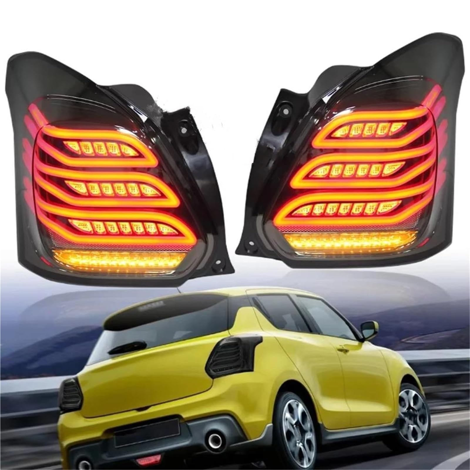 Tylne światła samochodowe z przydymioną soczewką światła tylne LED do Suzuki do Swift MK5 AZ 2017-2022 tylne światło dynamiczne kierunkowskazy lampa hamowania jazdy wstecznej