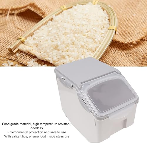 Miniatura 4 de Asixxsix Recipiente de almacenamiento de alimentos, tapa hermética, gran capacidad, multiusos, harina de arroz, granos, cereales, contenedor de