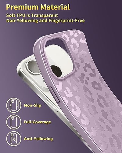 Miniatura 9 de SCORPIFY Funda para iPhone 13 compatible con MagSafe con diseño de estampado de leopardo lavanda mate, bonita funda magnética para teléfono para