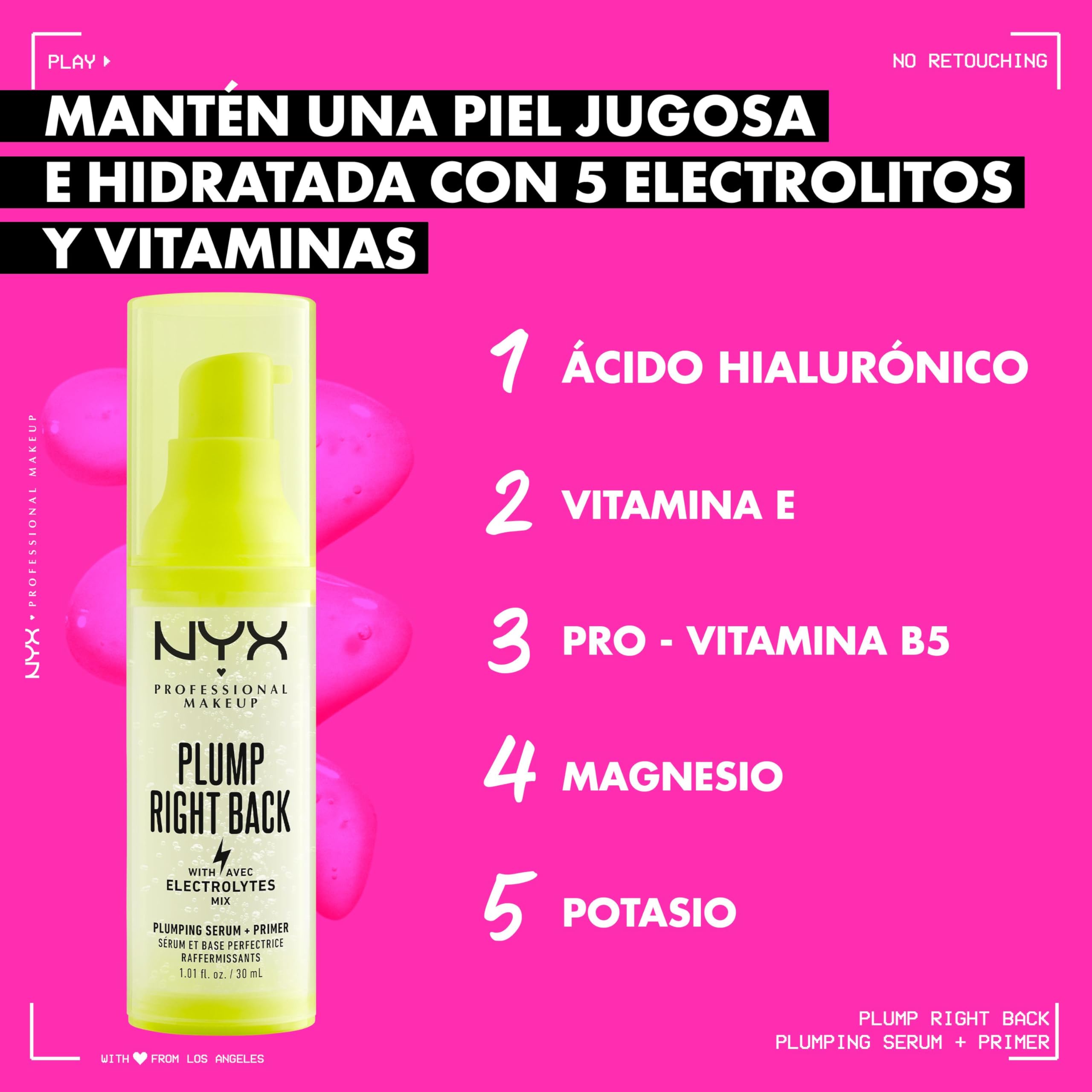 NYX Professional Makeup Plump Right Back Primer and Serum, With Electrolytes, Vegan Formula, Pack of 2 x 30ml - Image 4
