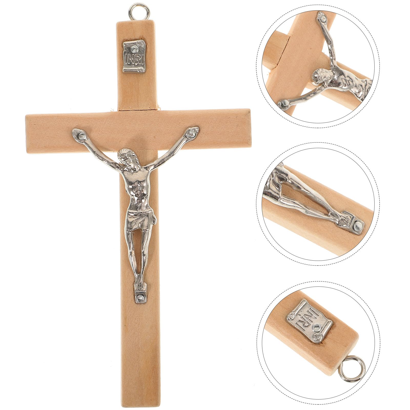 Croix Murale Chrétienne en Bois avec Crucifix de Jésus en Alliage de Zinc – Décoration Murale Catholique Forme Croix