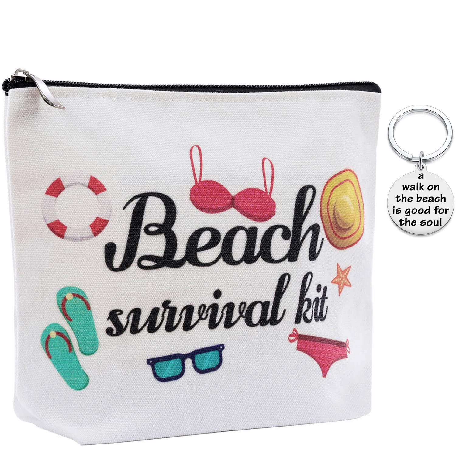 Beach Survival Kit Makeup Bag Suntan Lotion Bags For Beach Trip Gifts Beach Wedding Bridesmaid Gifts, beach survival kit
