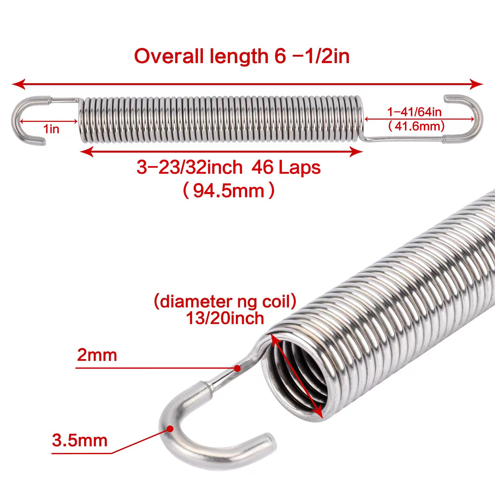 JIALIA GUPO - Muelles De Tensión De Repuesto Con Revestimiento Protector De 2-1/4 Pulgadas (6 Piezas) Para Muebles Para Sofá Reclinable, Metálico, (TH-2-!/4 (2.5