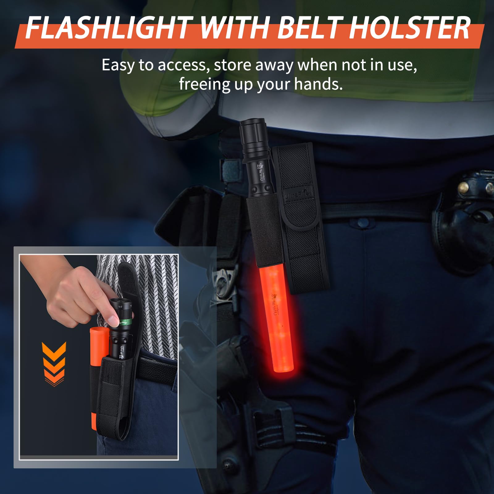 ULTRAFIRE 11 Inch Traffic Wand LED Torch with Belt Holster - Image 3