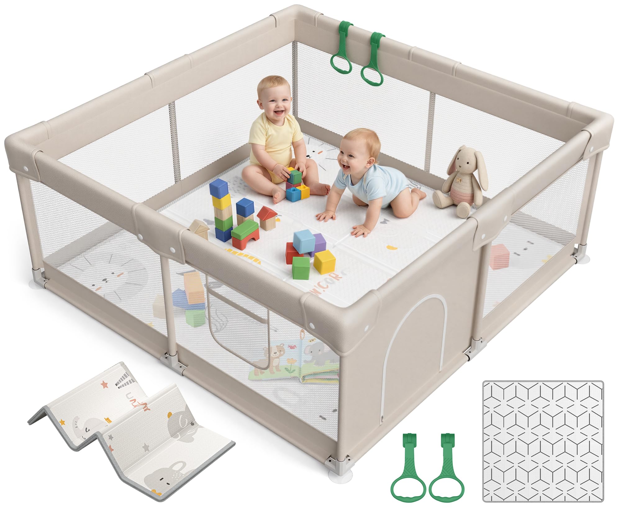 ZEEBABA Baby Playpen with Mat Playpen for Babies and Toddlers Small Baby Play Pens Play Yard for Infants