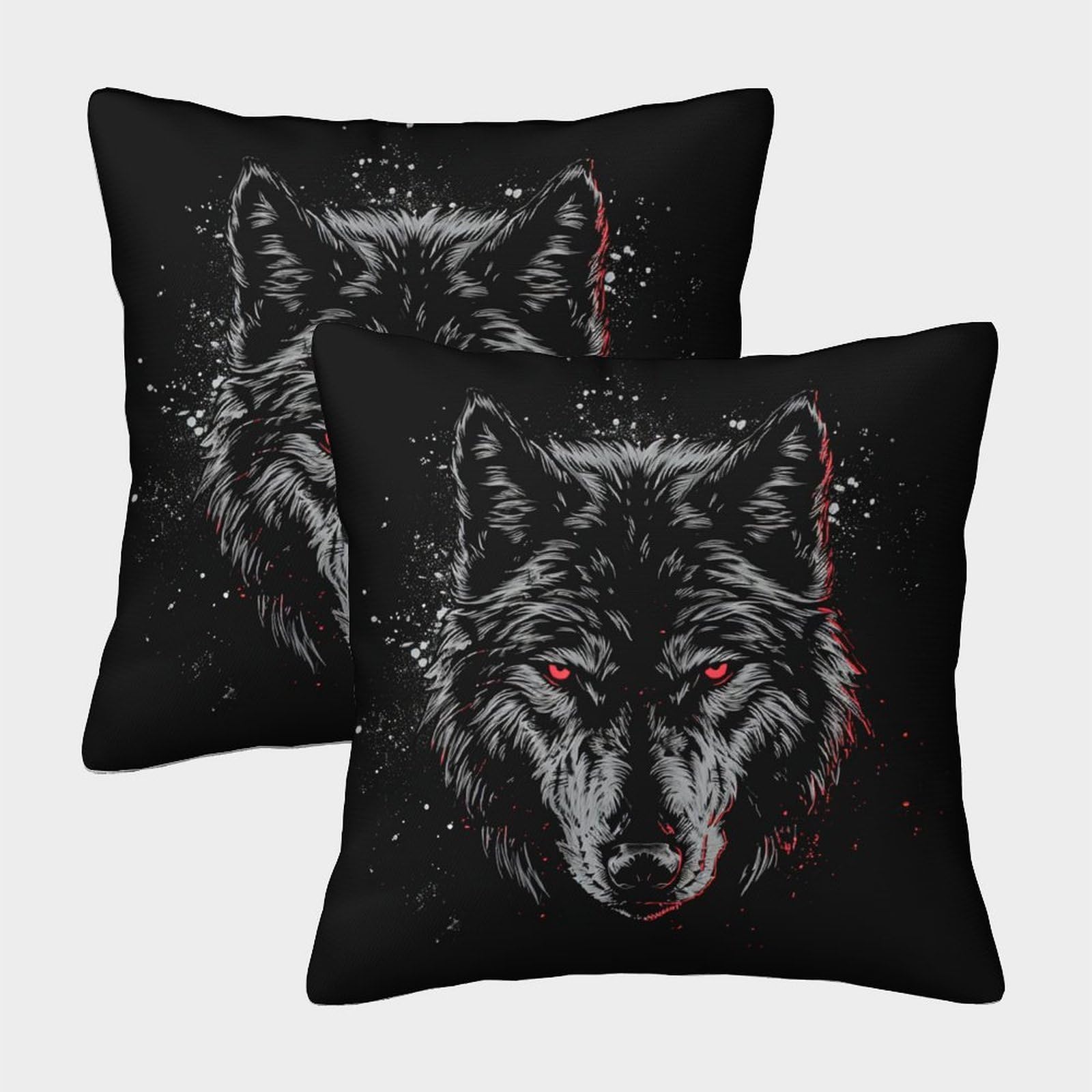 kaiyun 2 Pack Minimalist Wolf 3D Cushion Cover Pillow Cover Sofa Outdoor Decoration Square 50x50cm