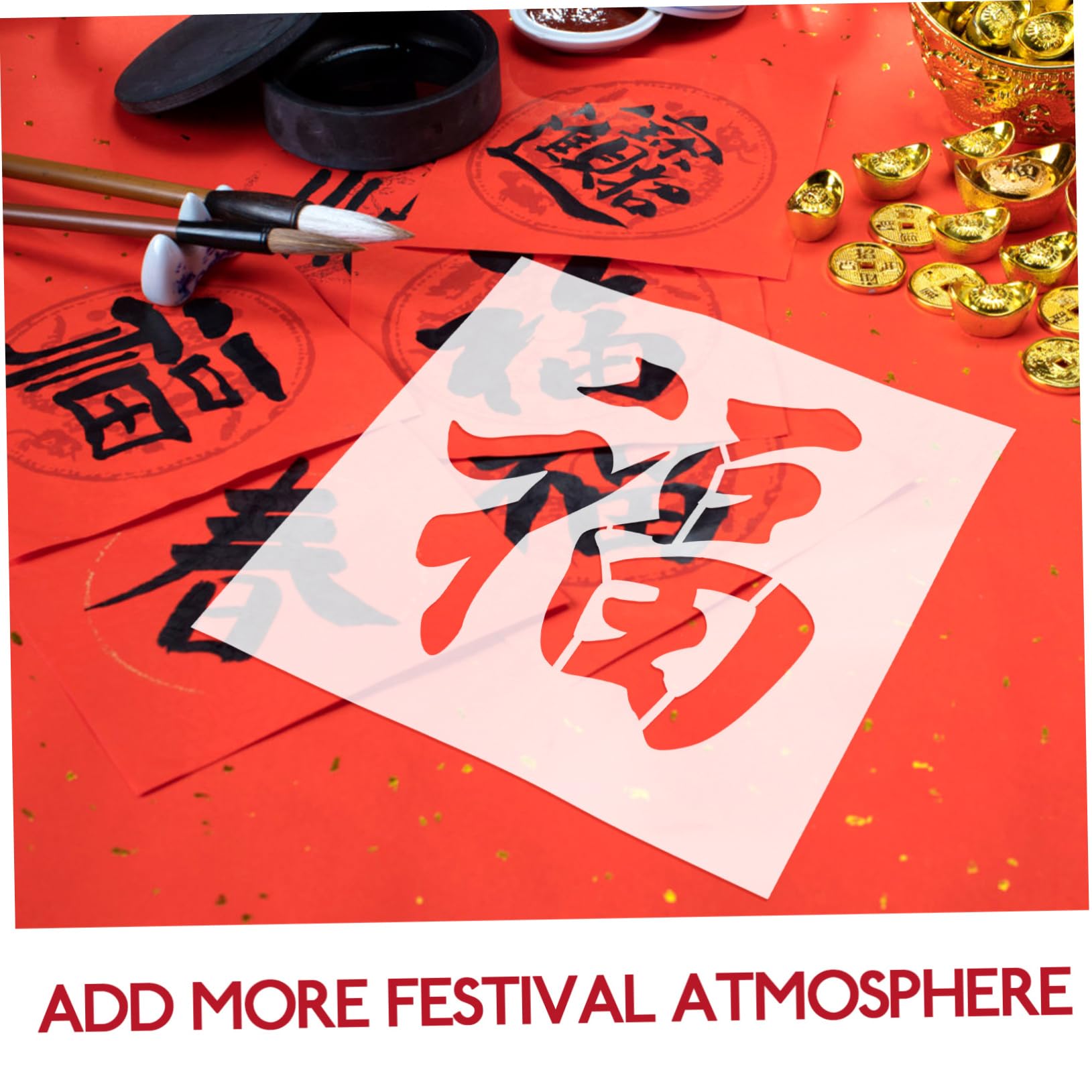 Tofficu 3pezzi Stencil Di Pittura Hollow-out Fu Per Anno Template Decorativo Per Pareti e Progetti Di Artigianato Per Feste e Celebrazioni Cinesi