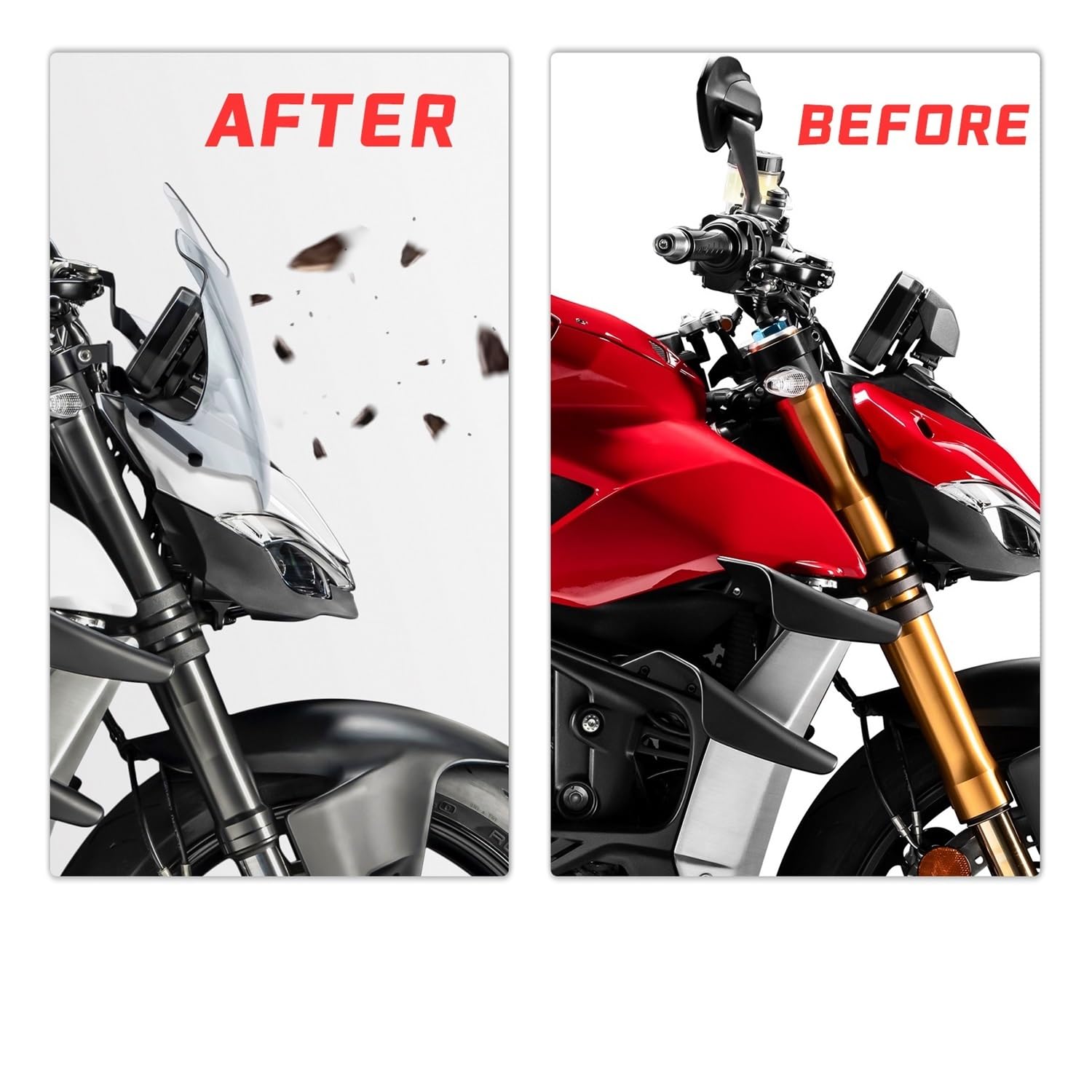 Pare-Brise Moto Pour Street Pour Fighter Pour V4 Pour V4S V2 2020-2022 Pare-brise Déflecteur D'écran Carénage Écran(Color 032)
