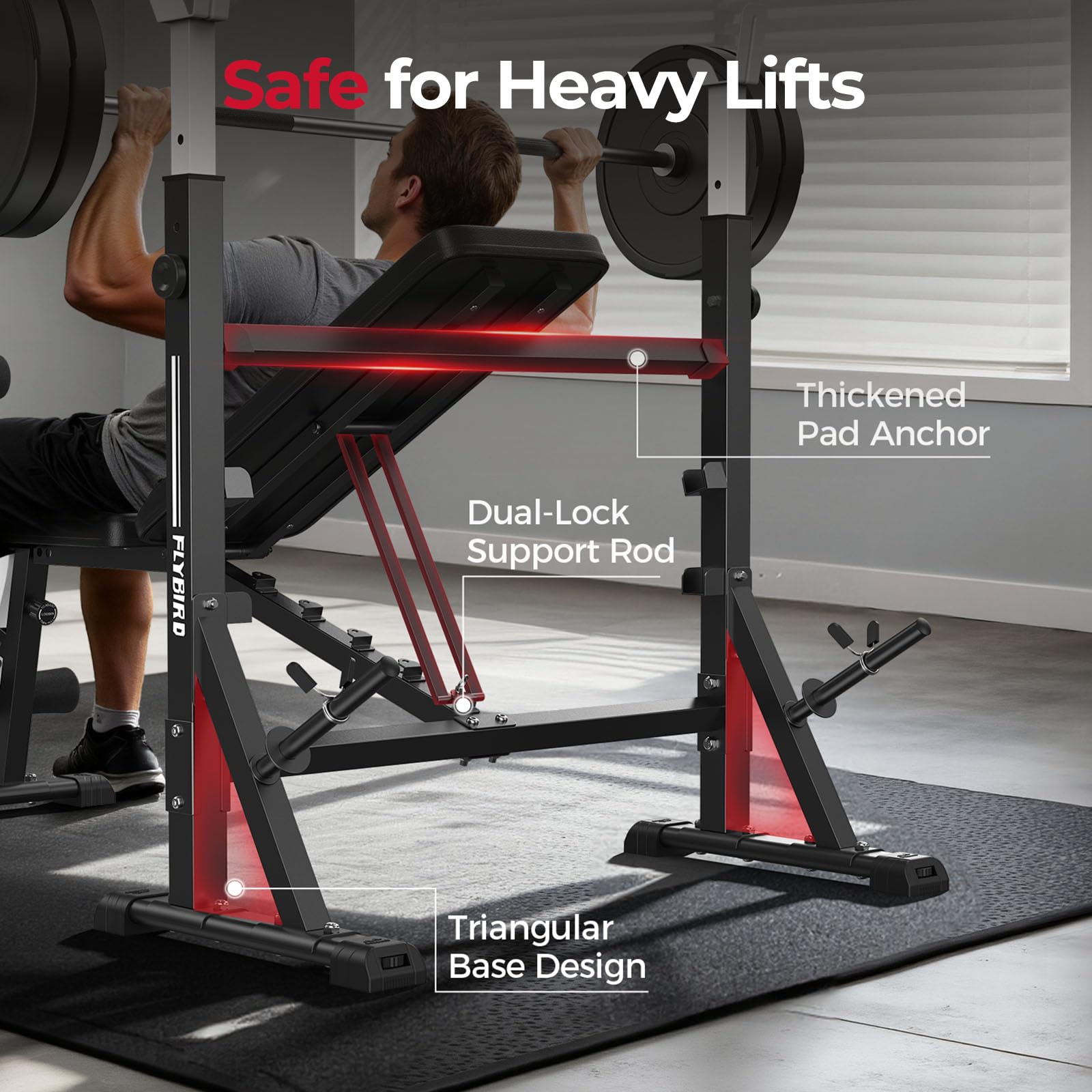 Olympic Adjustable Weight Bench, with Bench Press Rack, Leg Extension and Leg curl, for Home Gym Workout (2 Size Options)