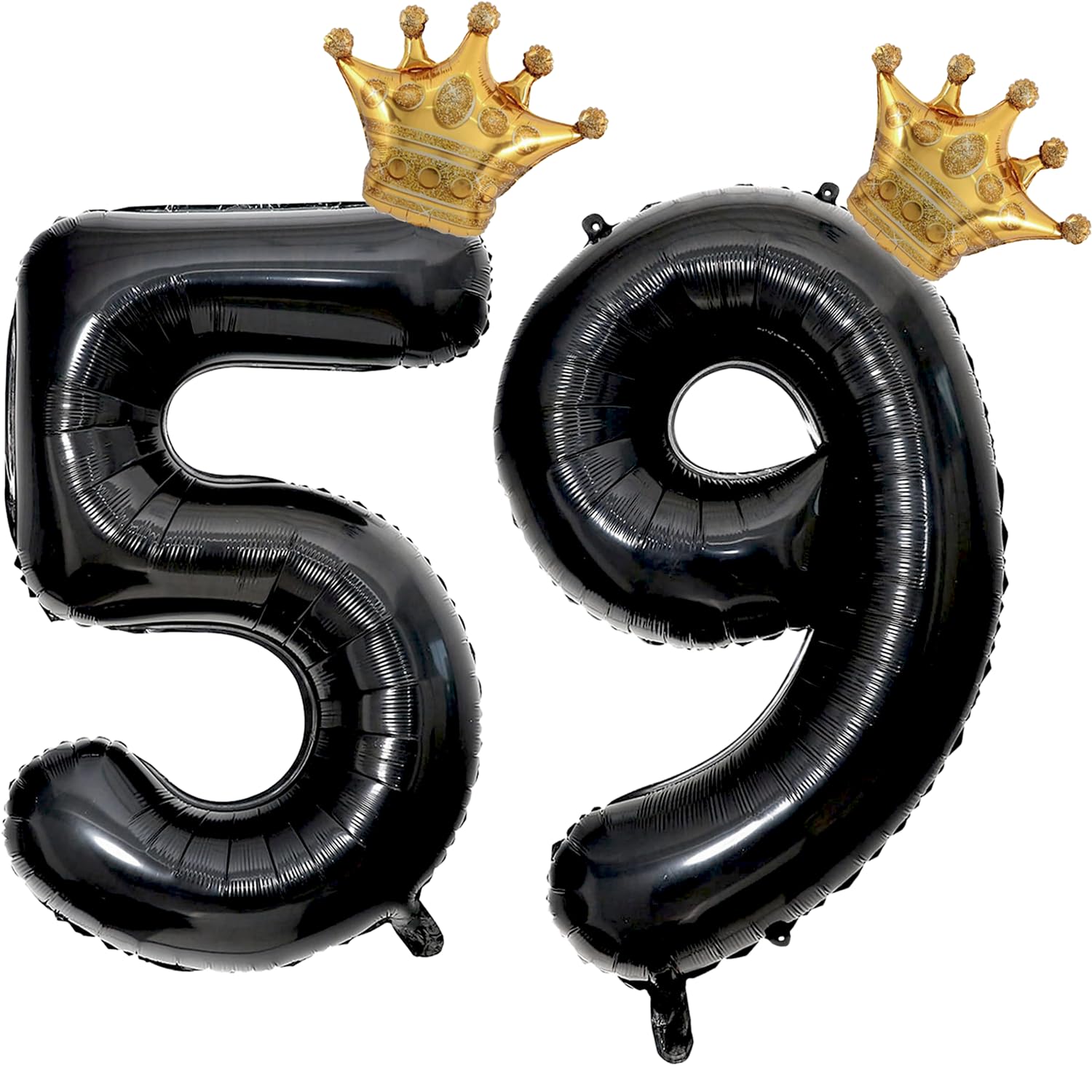 40 inch Large Black 59 Balloon Number with Gold Crown Balloons 55th Birthday Big Foil Mylar Helium Balloon for Women Man 59th Birthday Anniversary Decorations Supplies Favors(Number 59 Balloons）