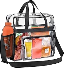 NLONLL Transparent Tote Bag Transparent PVC Bag Stadium Approved Transparent Shoulder Bag Portable Clear Bag for Sports, Sports (31 x 30 x 15 cm), Transparent/Green, Clear