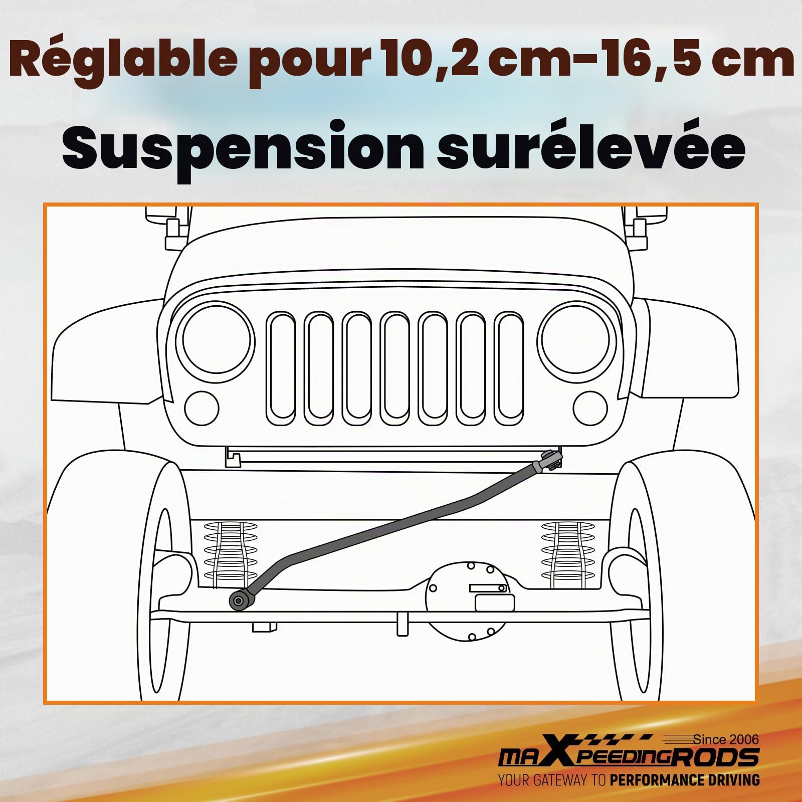 maXpeedingrods Bras de Direction avant Réglable pour Jeep Cherokee XJ 1984‑2001 | Ne Convient Pas Aux VéHicules à Conduite à Droite (Rhd), Acier, Surface RevêTue De Poudre