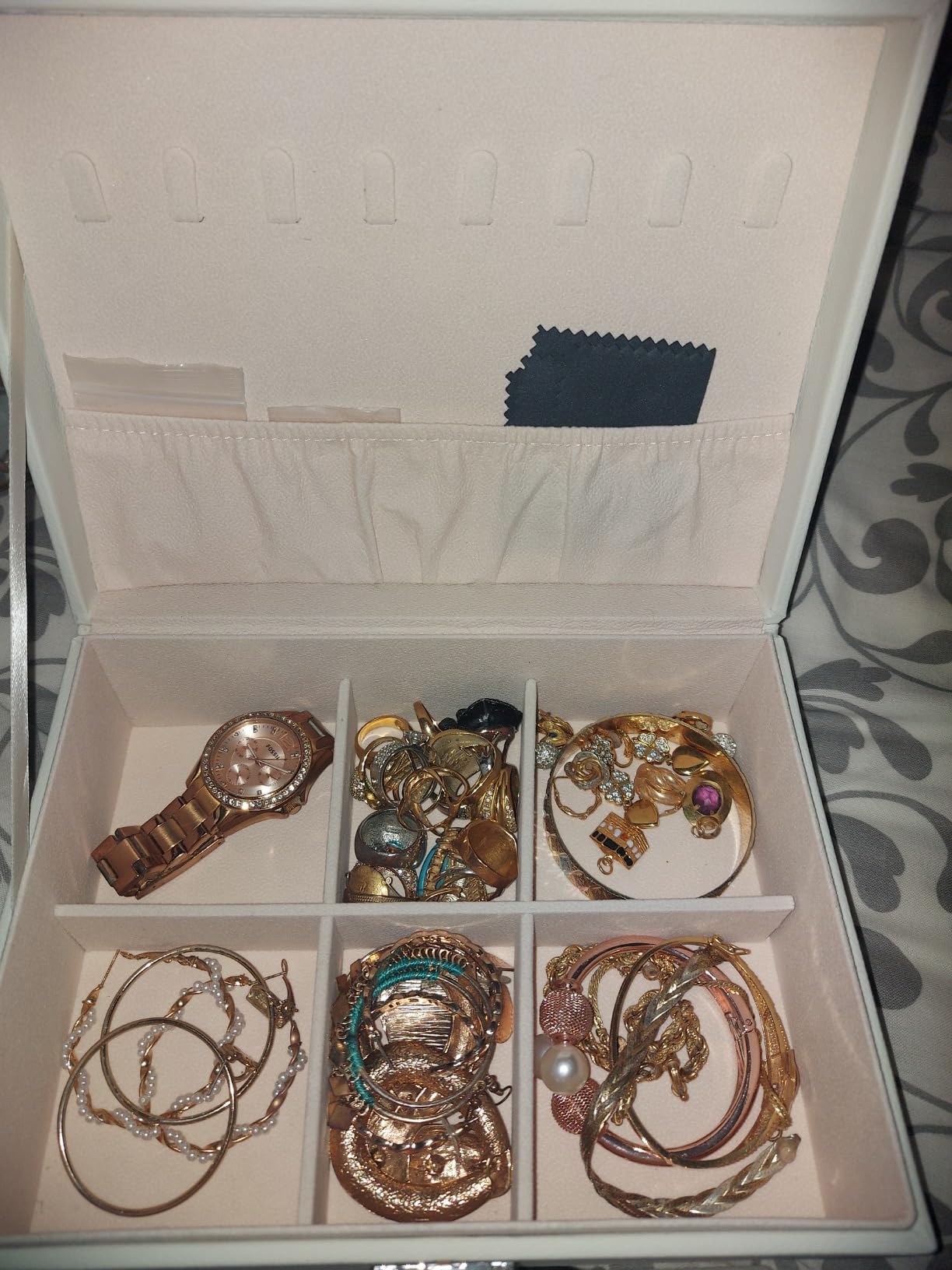 Boîte à Bijoux Femme Avec Miroir - Coffret 2 étages Pour Bagues, Colliers, Boucles D'oreilles - Serrure Et Velours Inclus