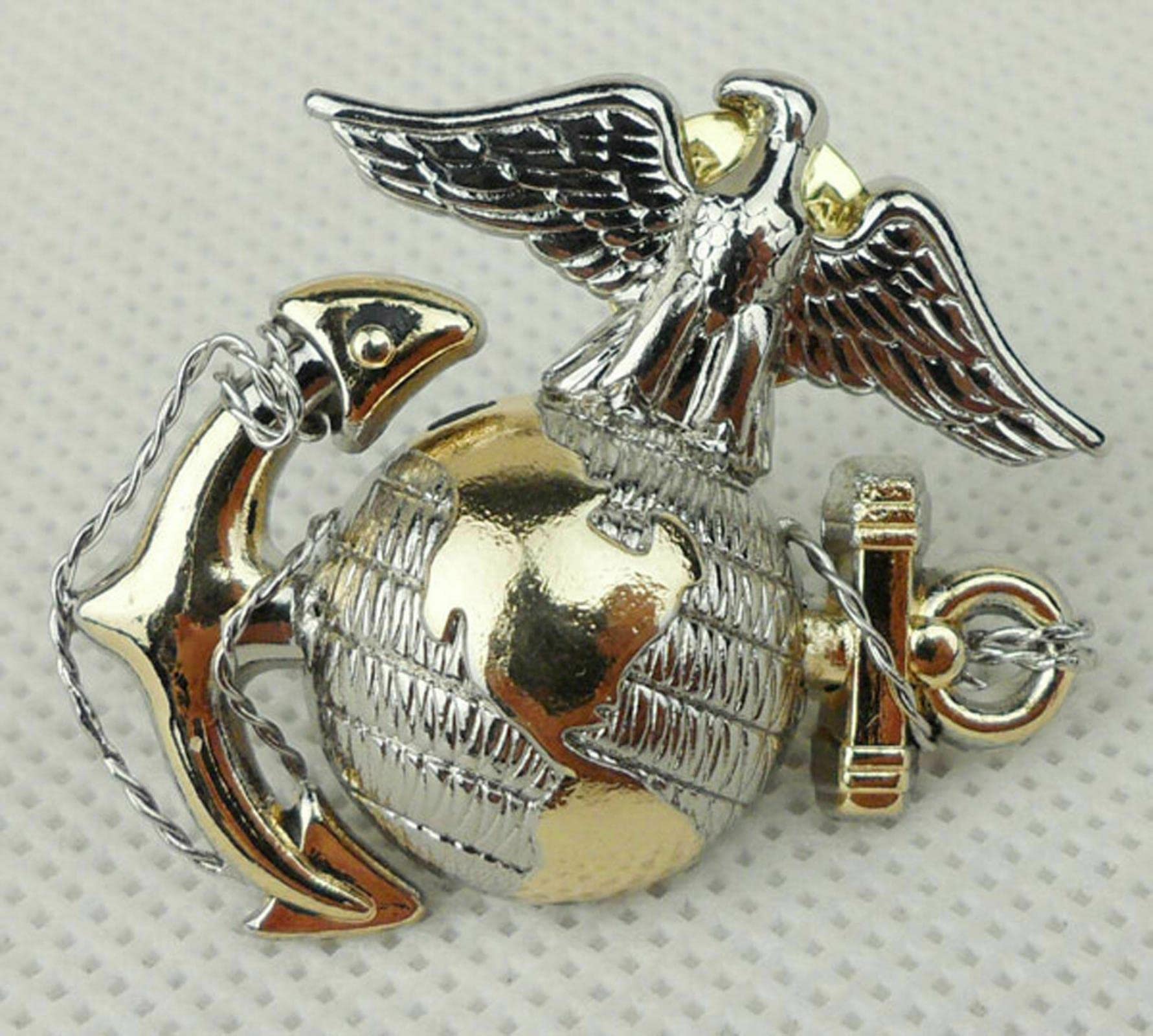 WWII US Navy Marine Corps Officier EGA Barracks Metal Hat Badge Classic Military