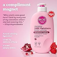Vista 3 de eos Shea Better Loción corporal Granada Frambuesa, cuidado de la piel con humedad las 24 horas, ligera y no grasosa, karité natural, vegano, 16