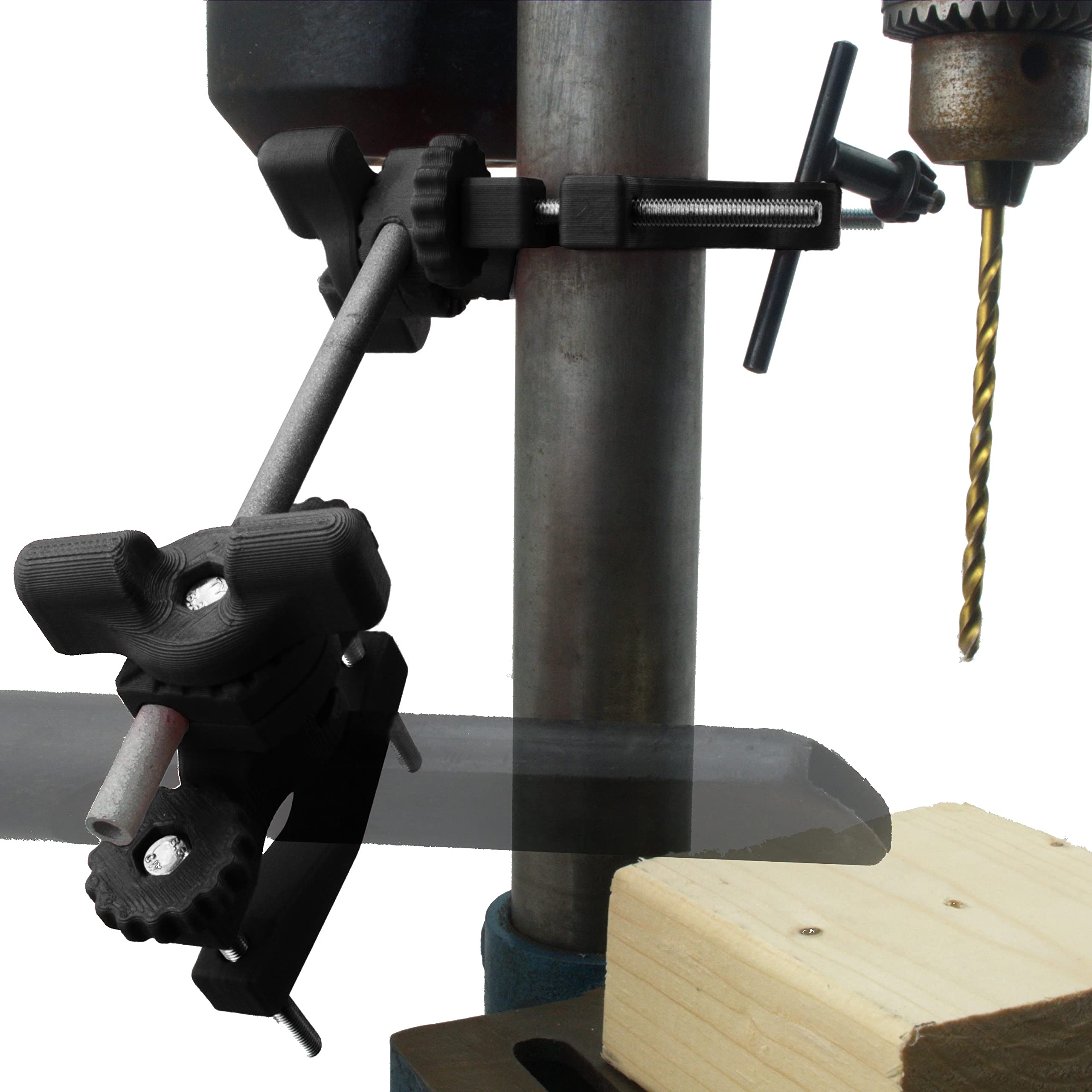 VacuMount, New Drill Press Dust Collection Mounting System, Holds a Vacuum Hose or Attachments, Includes Chuck Key Holder, Fully Adjustable Universal Design